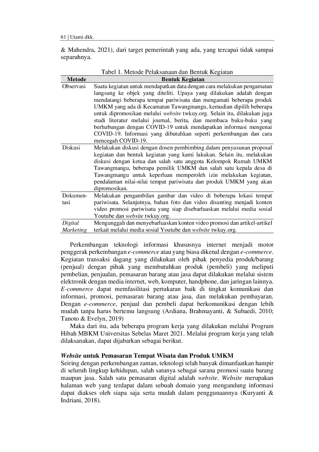 JURIS Promosi Pariwisata dan Produk UMKM KecamatanTawangmangu Berbasis Video Digital