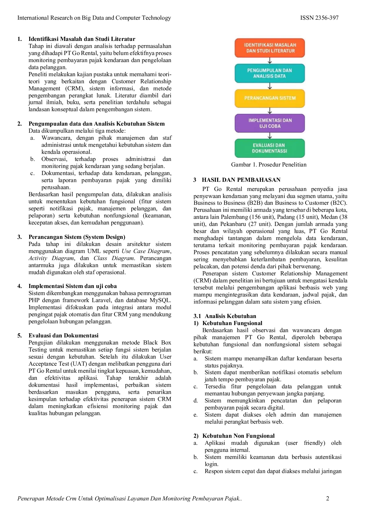 JURIS Penerapan Metode CRM untuk Optimalisasi Layanan dan Monitoring Pembayaran Pajak Kendaraan di PT Go Rental