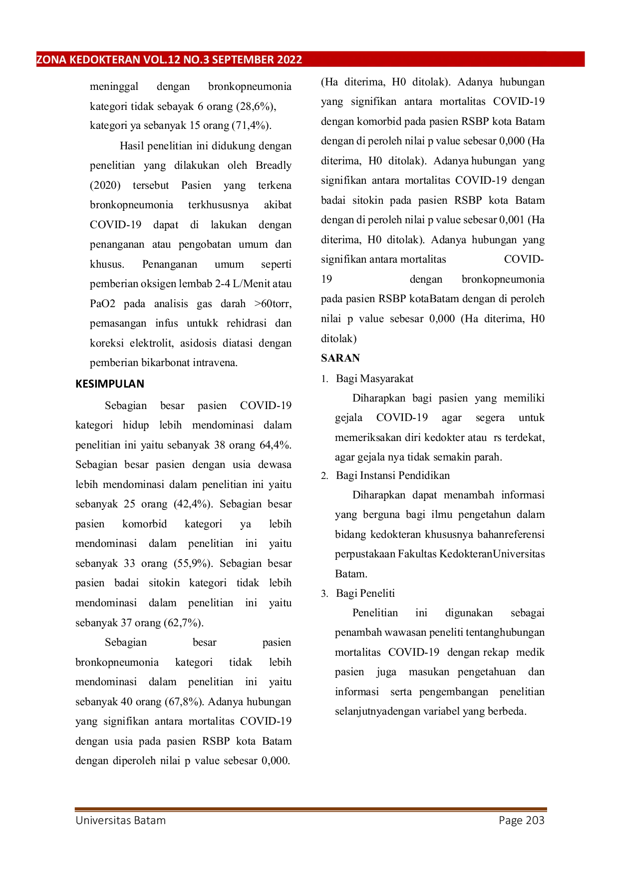 JURIS Hubungan Faktor Resiko dengan Mortalitas pada Pasien Rawat Inap Icu Covid 19 di Rumah Sakit Bp Kota Batam