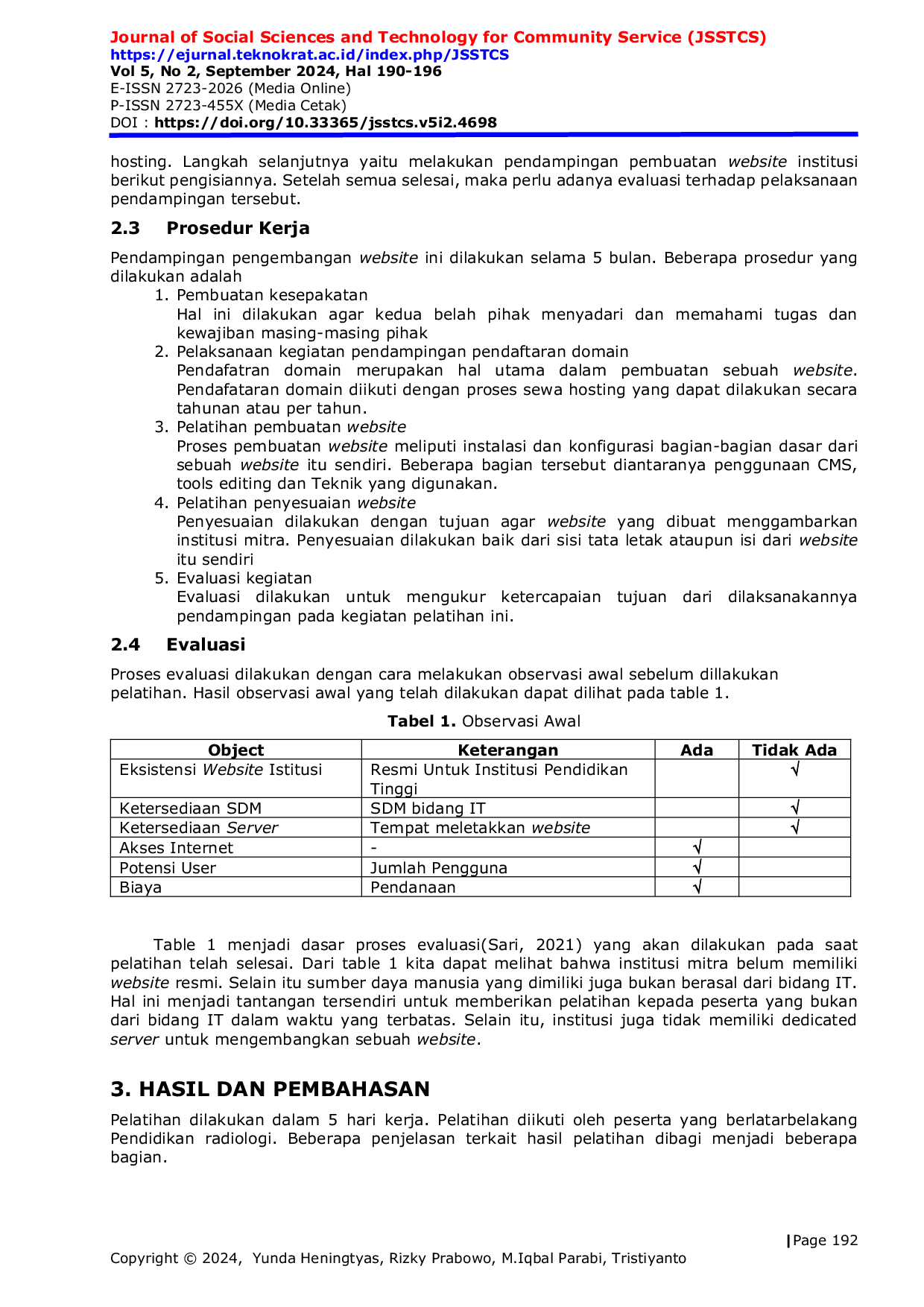 JURIS Pendampingan Pengembangan Website Institusi Sebagai Media Promosi