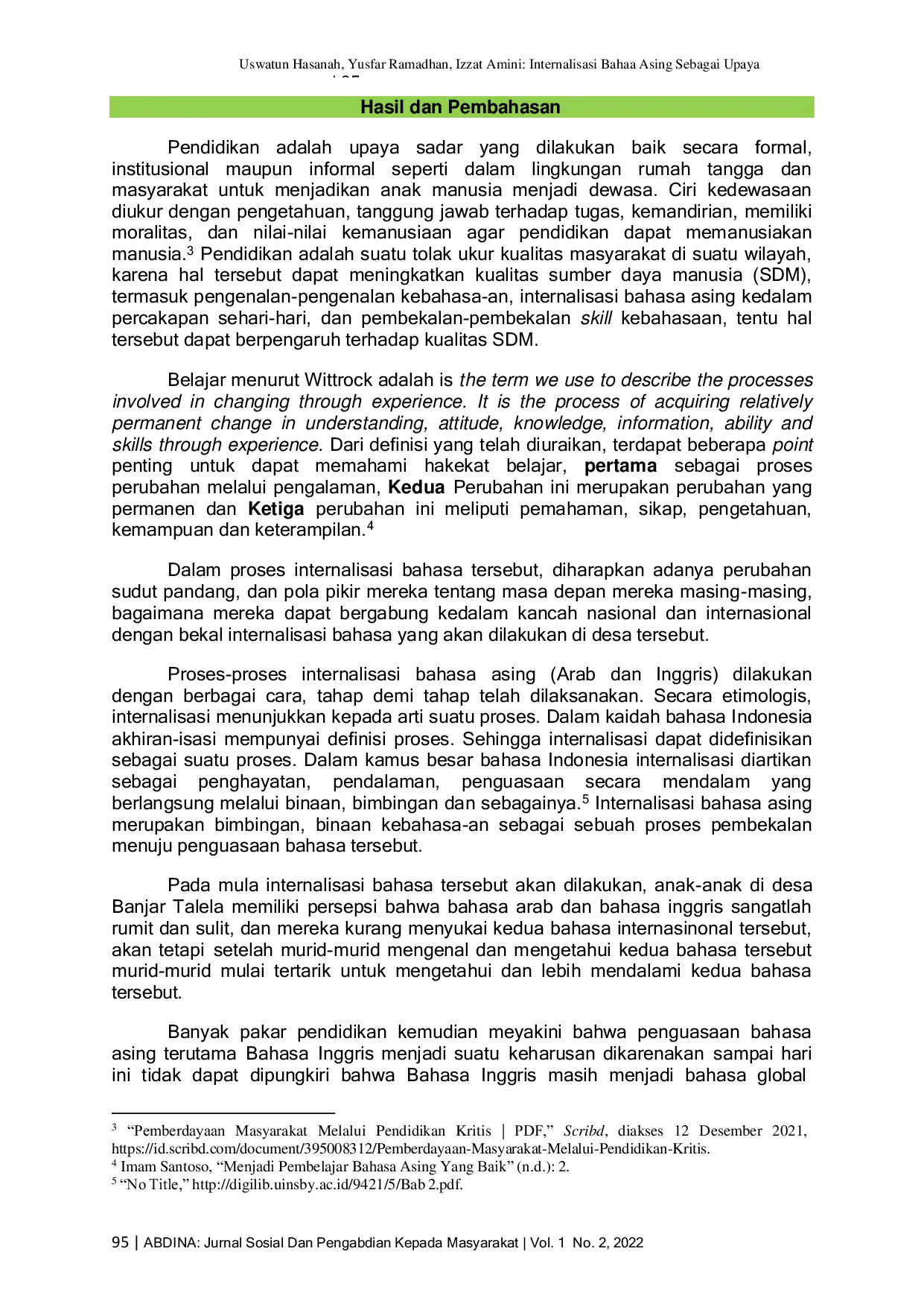 JURIS Internalisasi Bahasa Asing Sebagai Upaya Membangun Sumber Daya Manusia Generasi Milenial