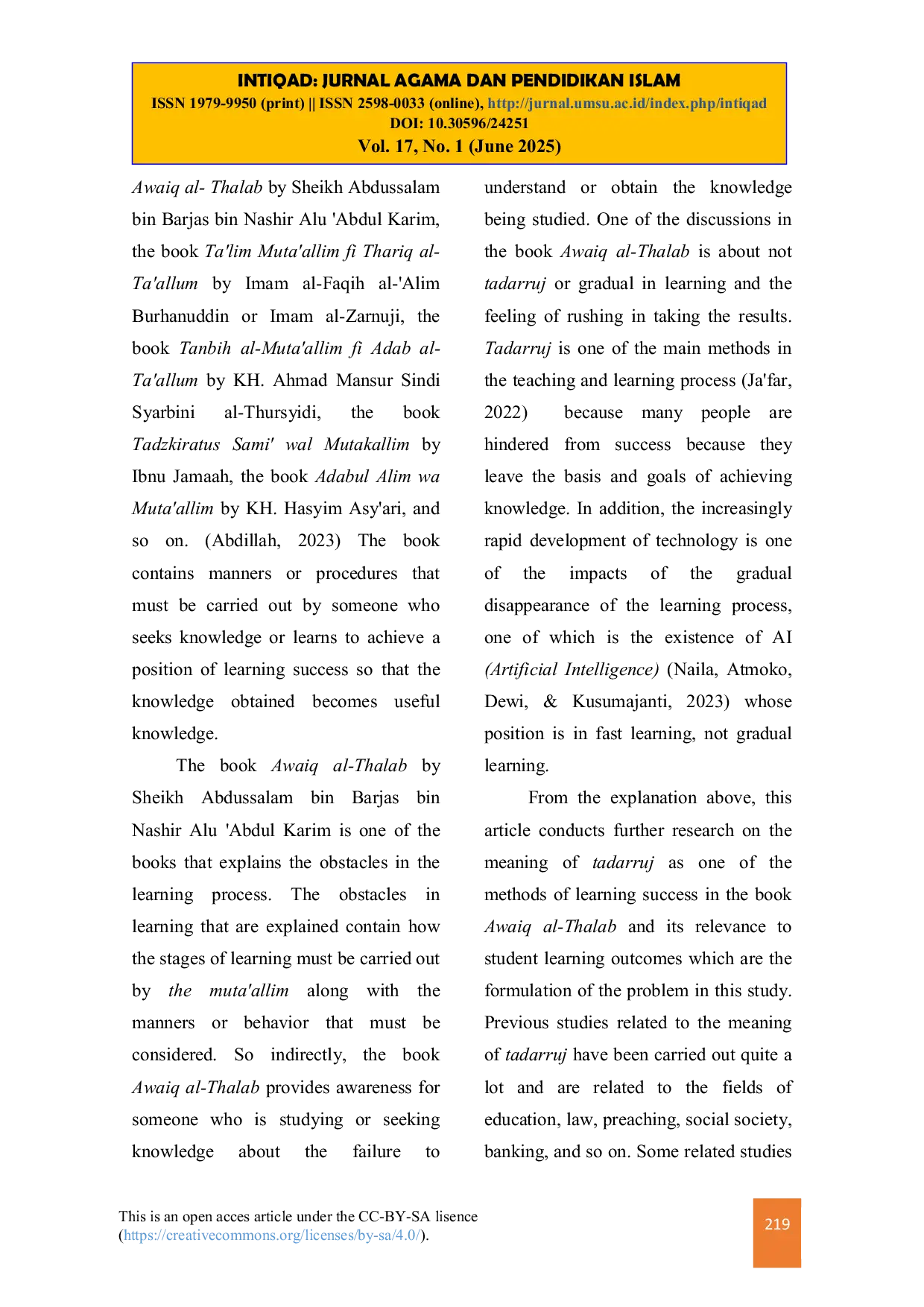 JURIS Relevance Of The Tadarruj Method Towards Students Learning Success In The Book Awaiq Al Thalab