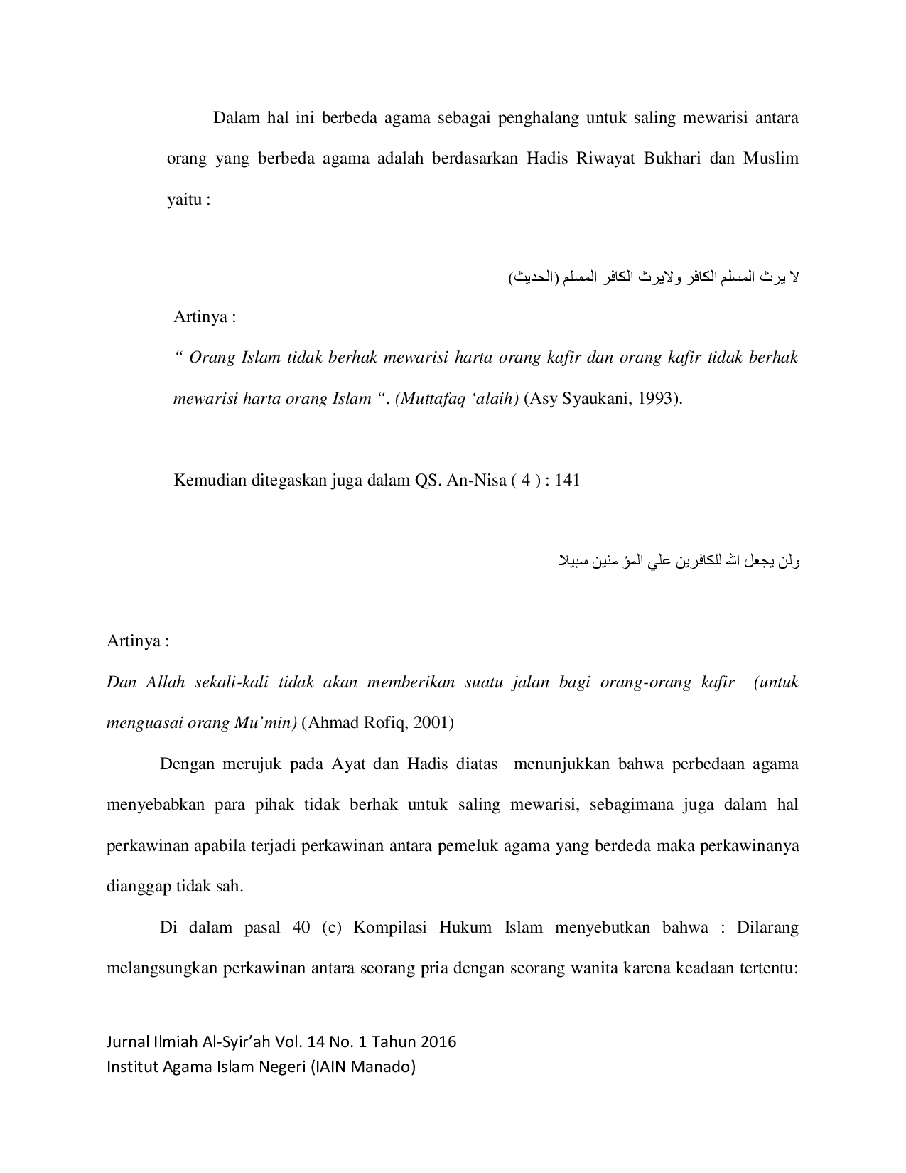 juris Kewarisan Bilateral Antara Ahli Waris Yang Berbeda Agama Dalam Hukum Perdata Dan Kompilasi Hukum Islam