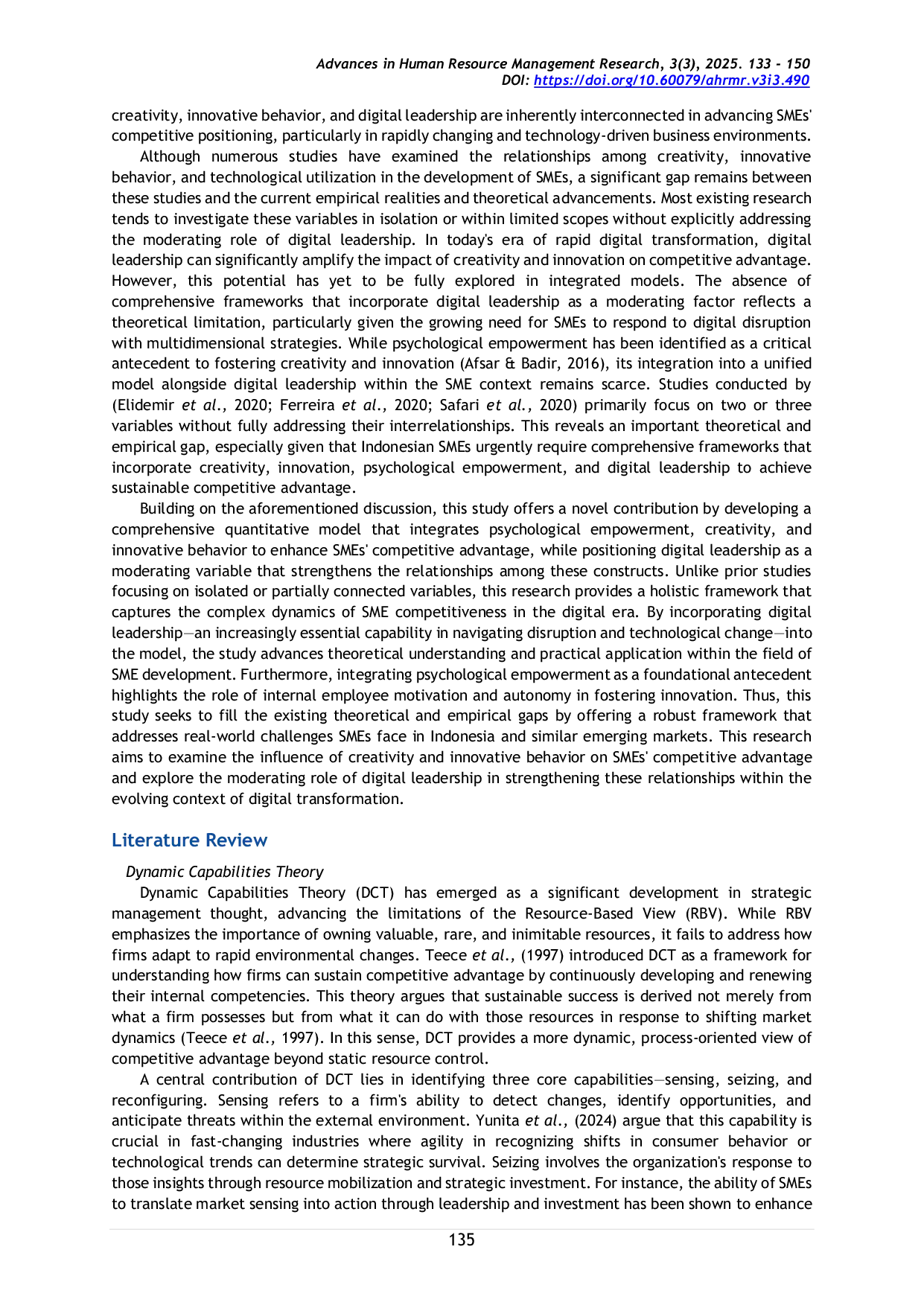 JURIS Increasing Competitive Advantage with Creativity and Innovation The Moderating Effect of Digital Leadership
