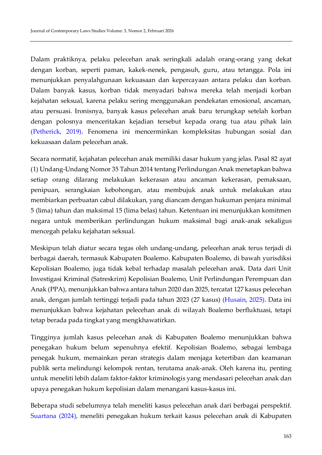 JURIS Tindak Pidana Pencabulan Anak di Wilayah Hukum Polres Boalemo Dalam Perspektif Kriminologi dan Penegakan Hukum