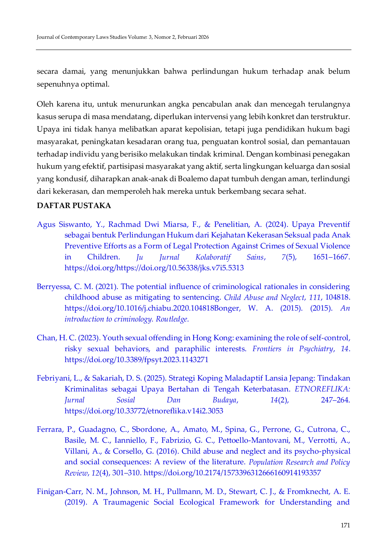 JURIS Tindak Pidana Pencabulan Anak di Wilayah Hukum Polres Boalemo Dalam Perspektif Kriminologi dan Penegakan Hukum