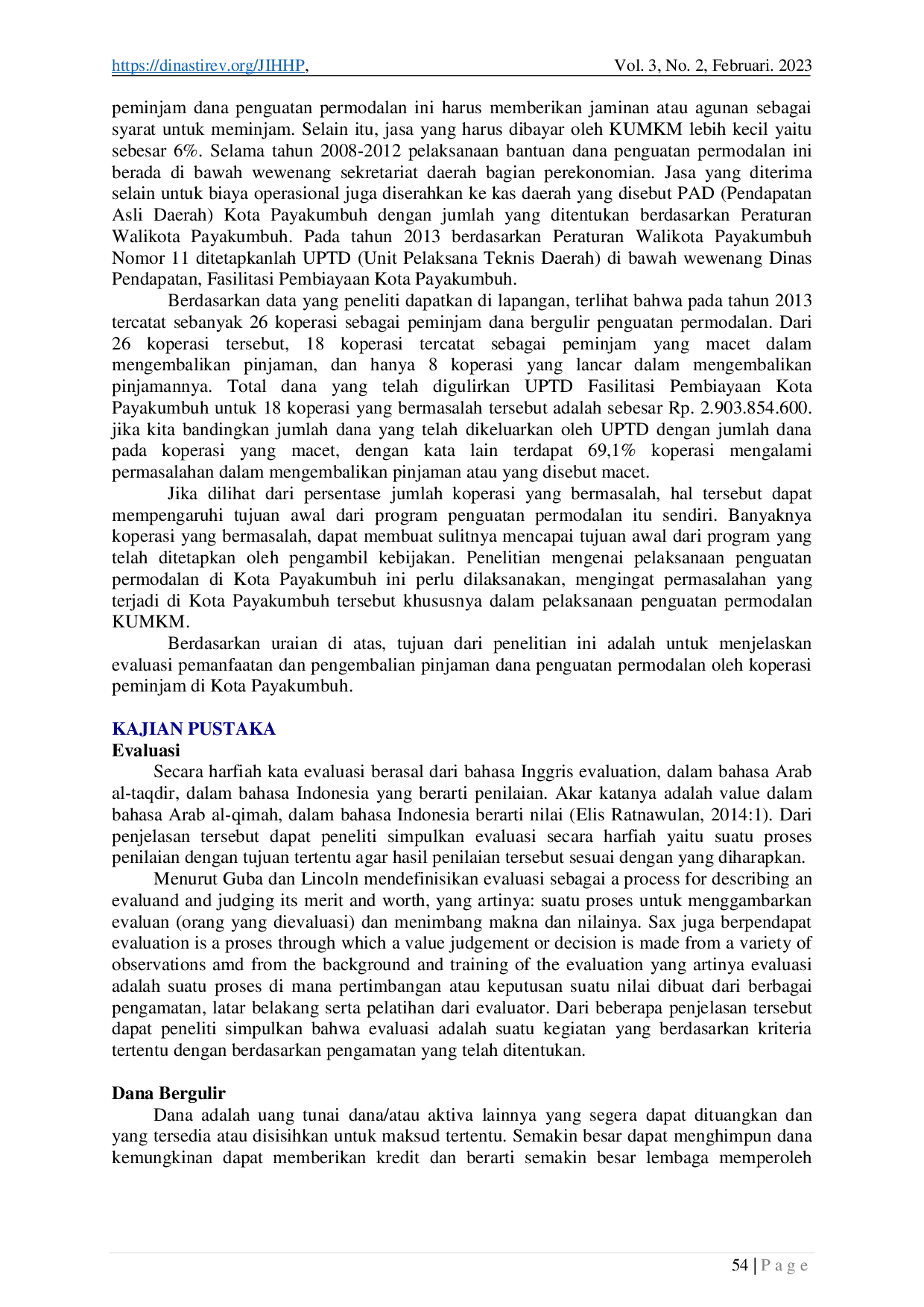 juris Evaluasi Pelaksanaan Penguatan Permodalan Koperasi di Kota Payakumbuh