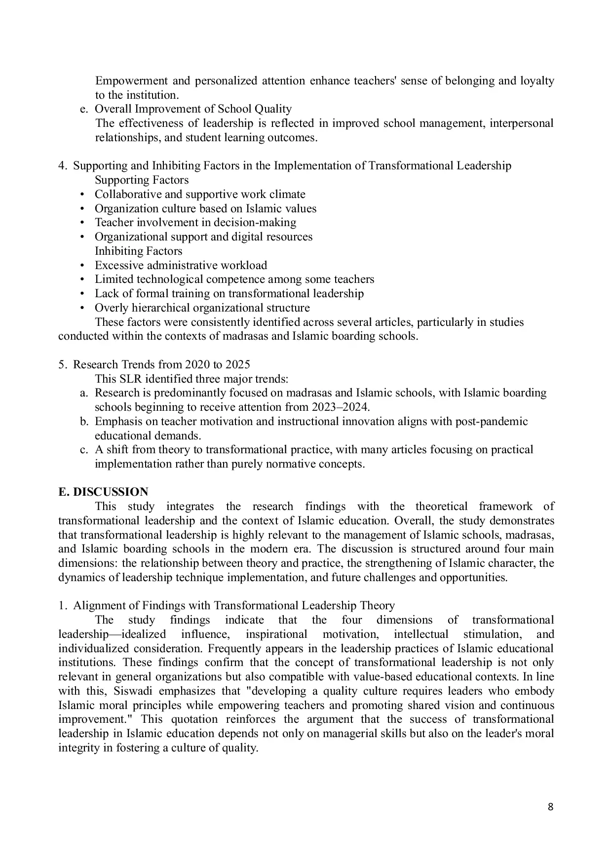 JURIS Transformational Leadership in Islamic Education A Review of Techniques and Effectiveness