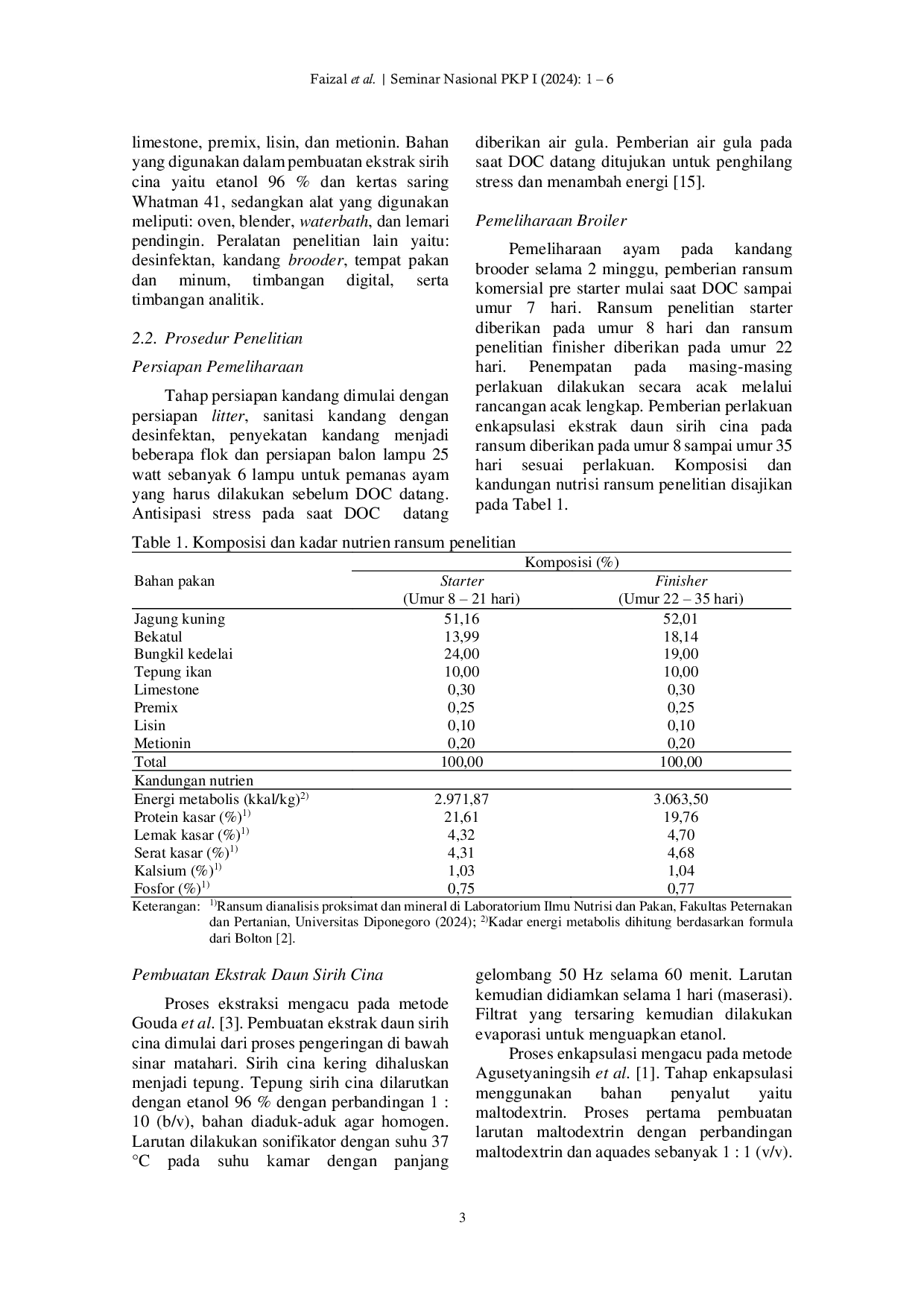 JURIS Ransum yang Ditambah Enkapsulasi Ekstrak Sirih Cina terhadap Konsumsi Kalsium dan Ukuran Tulang Tibia Broiler dengan Dipelihara pada Kepadatan Tinggi