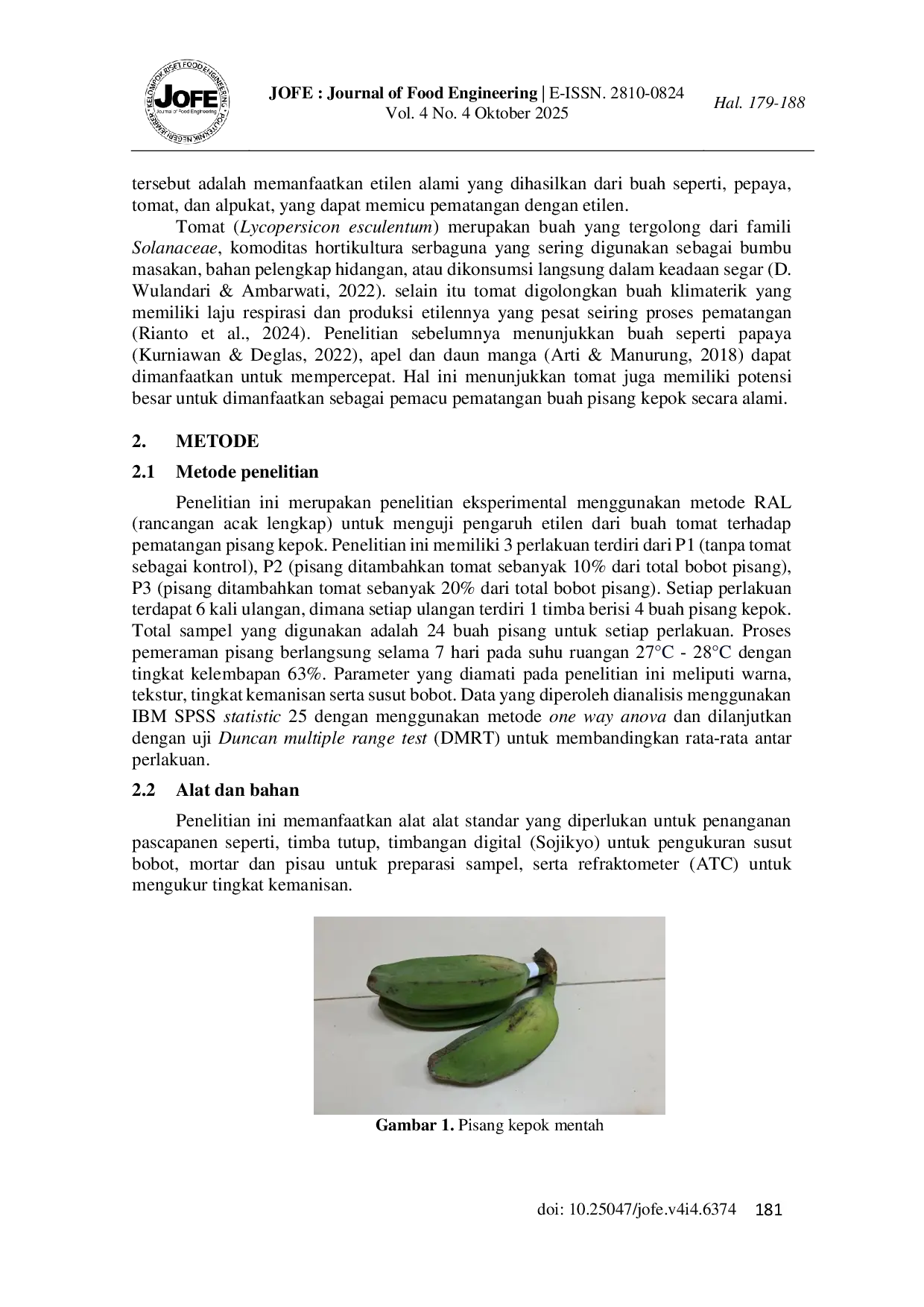JURIS Pengaruh Pematangan Pisang Kepok Musa Acuminata Menggunakan Etilen Dari Buah Tomat
