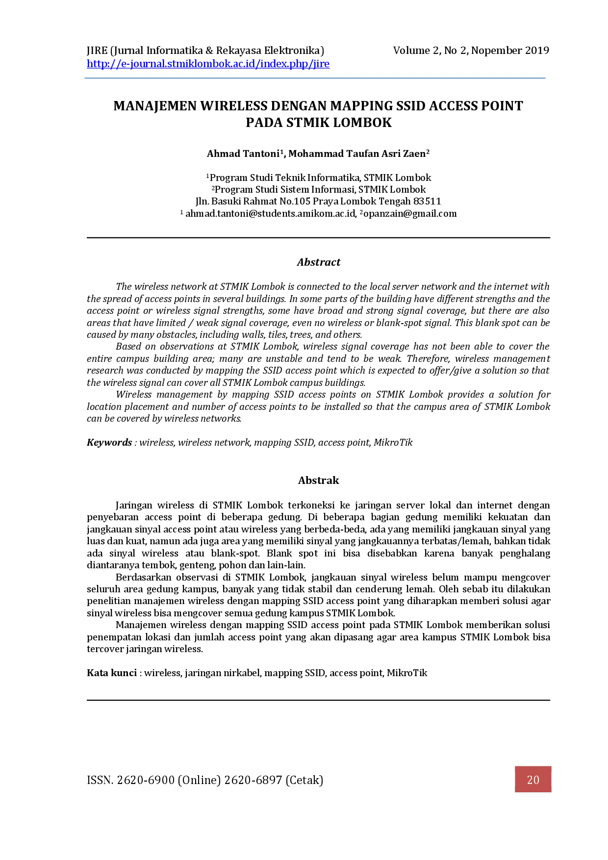 JURIS Management Wireless Dengan Mapping SSID Access Point Pada STMIK Lombok