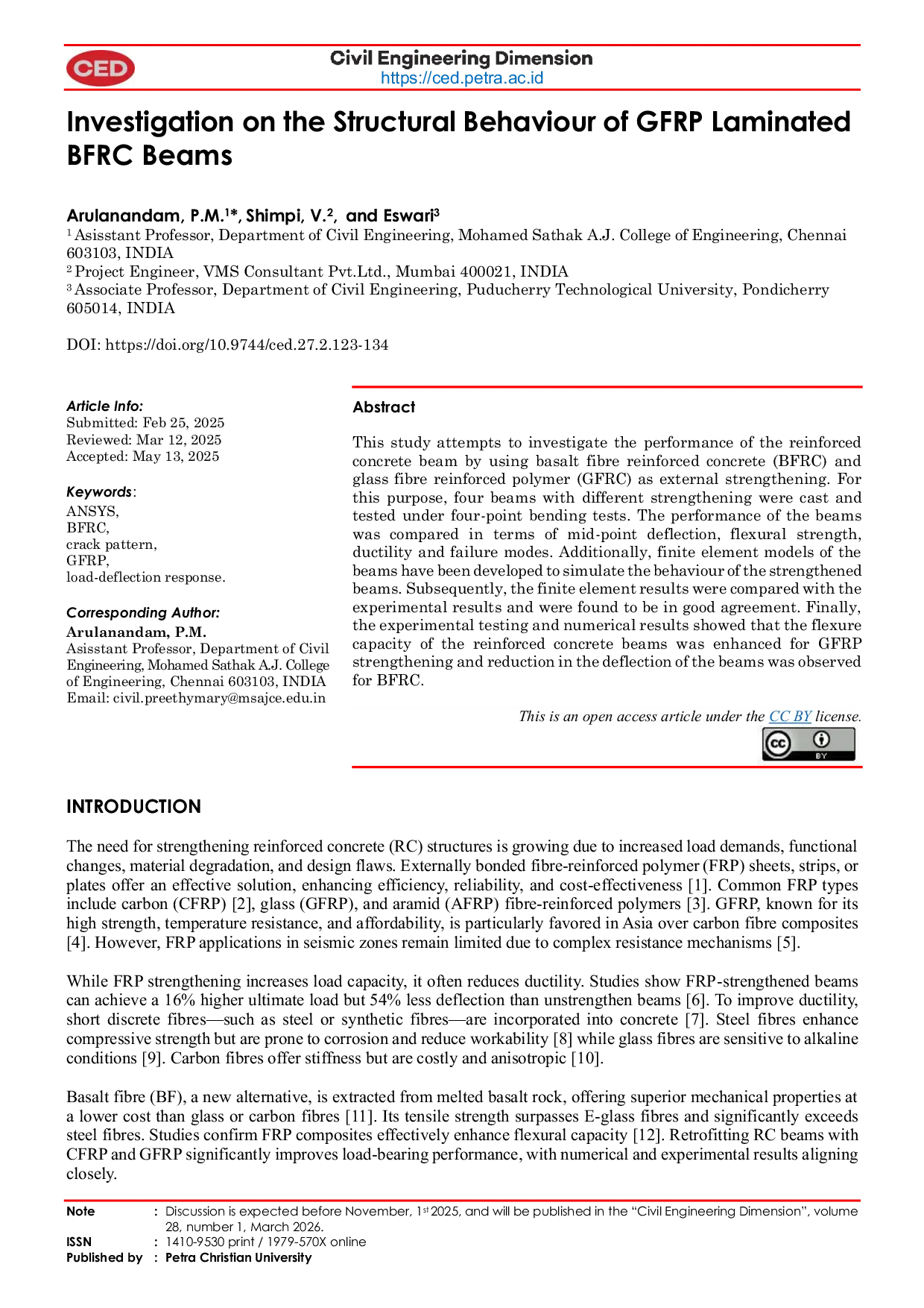 JURIS Investigation on the Structural Behaviour of GFRP Laminated BFRC Beams