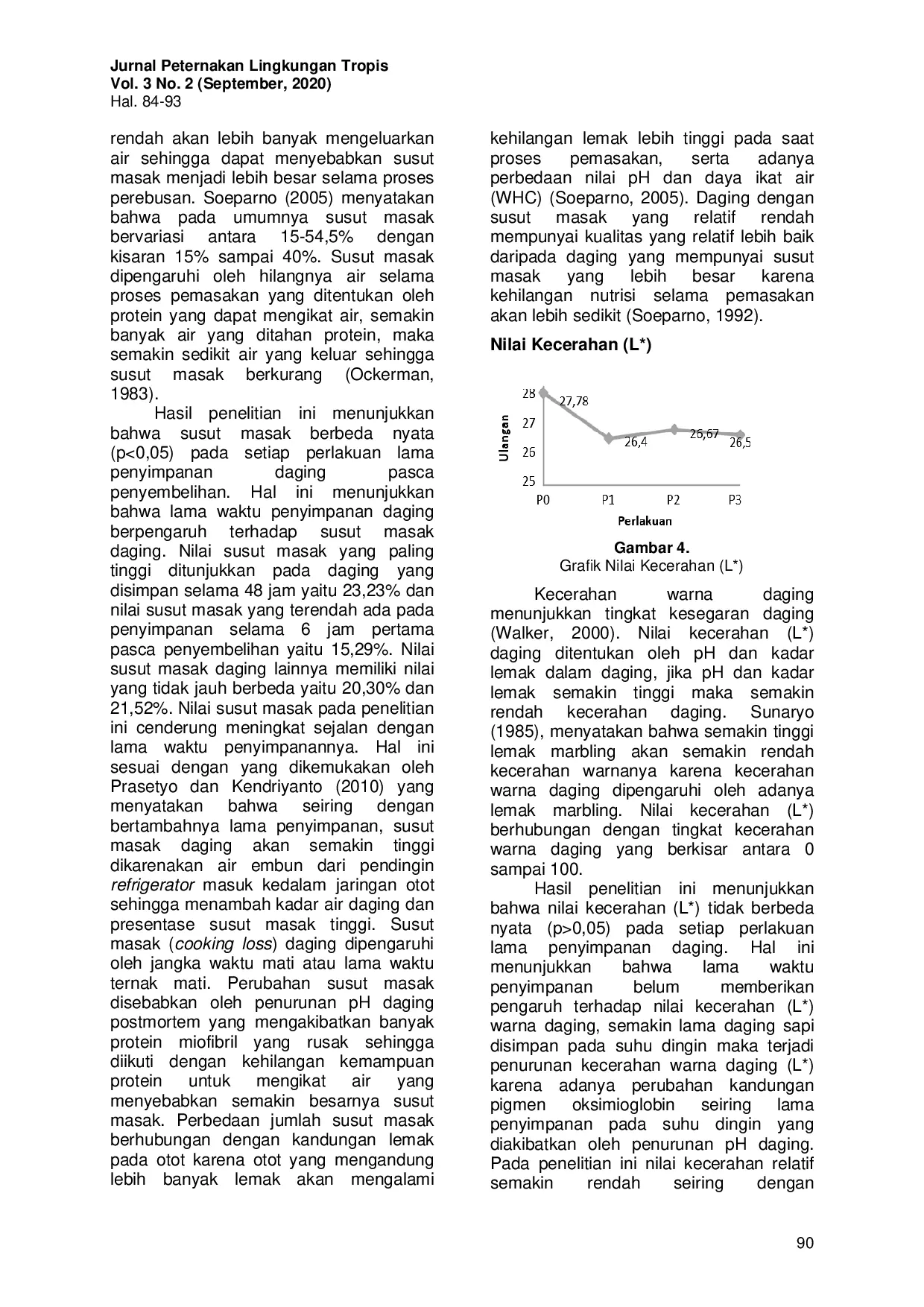 JURIS Pengamatan Perubahan Sifat Fisik Otot Semitendinosus Sapi Pasca Penyembelihan Selama Masa Simpan Dingin