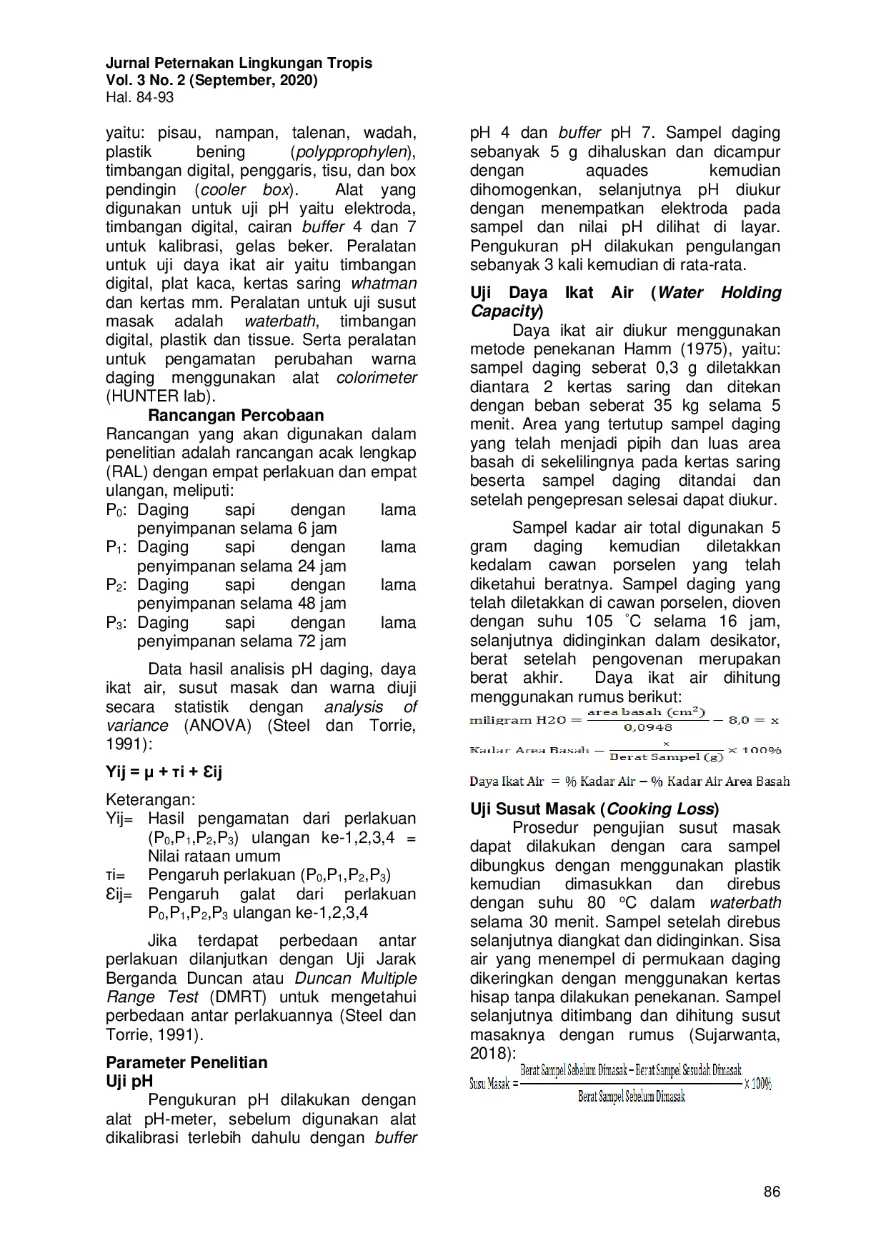 JURIS Pengamatan Perubahan Sifat Fisik Otot Semitendinosus Sapi Pasca Penyembelihan Selama Masa Simpan Dingin