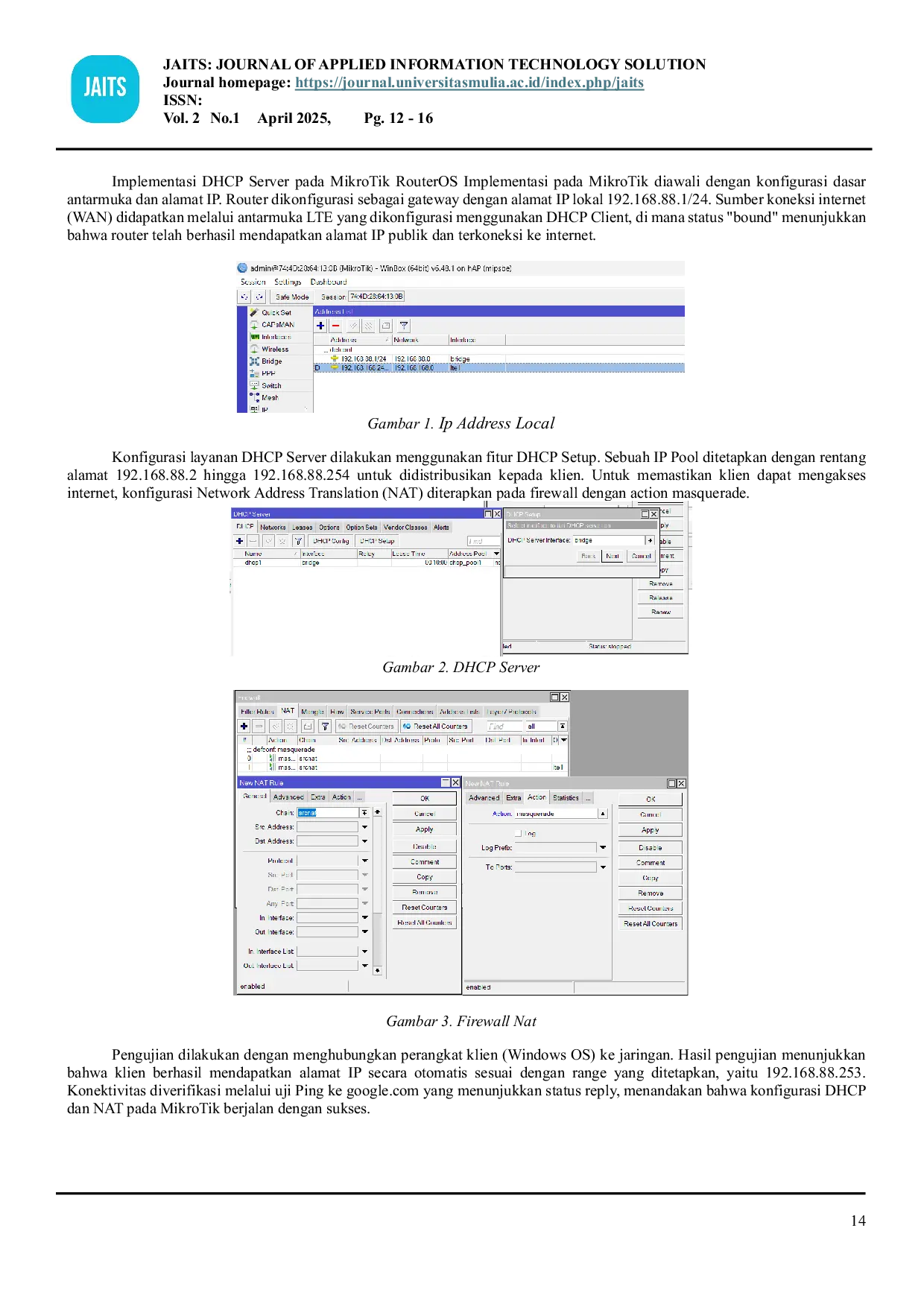 JURIS Analisis Komparatif Implementasi DHCP Server pada Platform MikroTik dan Linux untuk Manajemen Jaringan