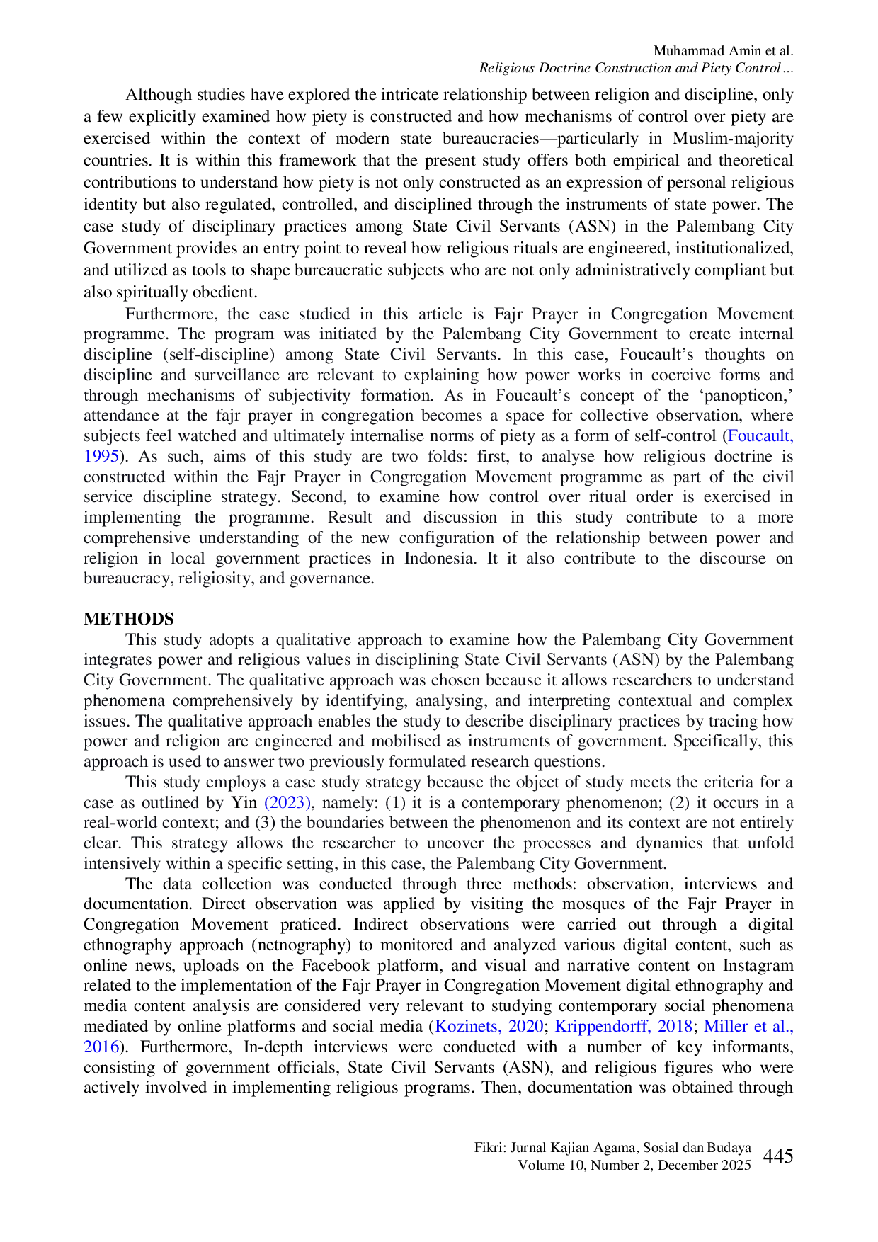 JURIS Religious Doctrine Construction and Piety Control An Analysis of Discipline among State Civil Servants in Palembang Government