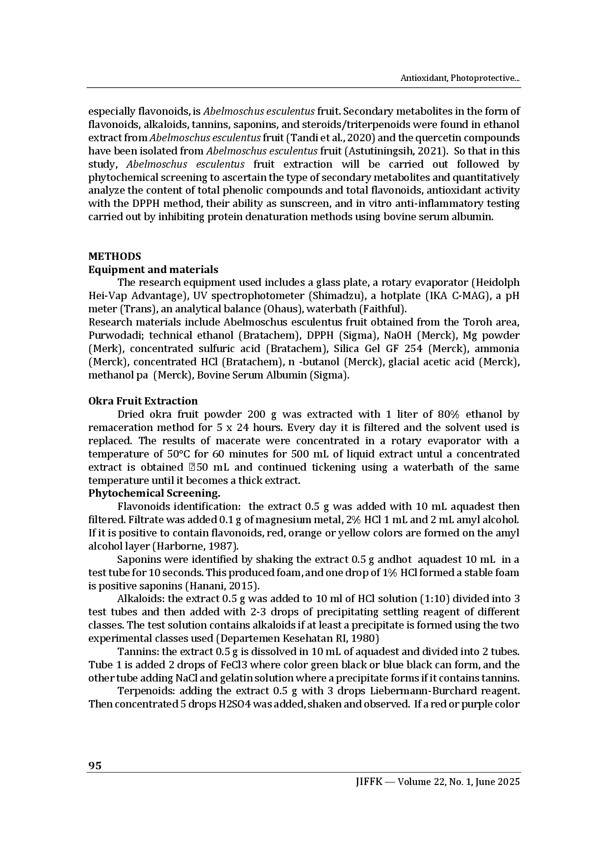 juris Antioxidant Photoprotectitive and Antiinflammatory activity of Okra Abelmoschus esculentus L Fruit Extract