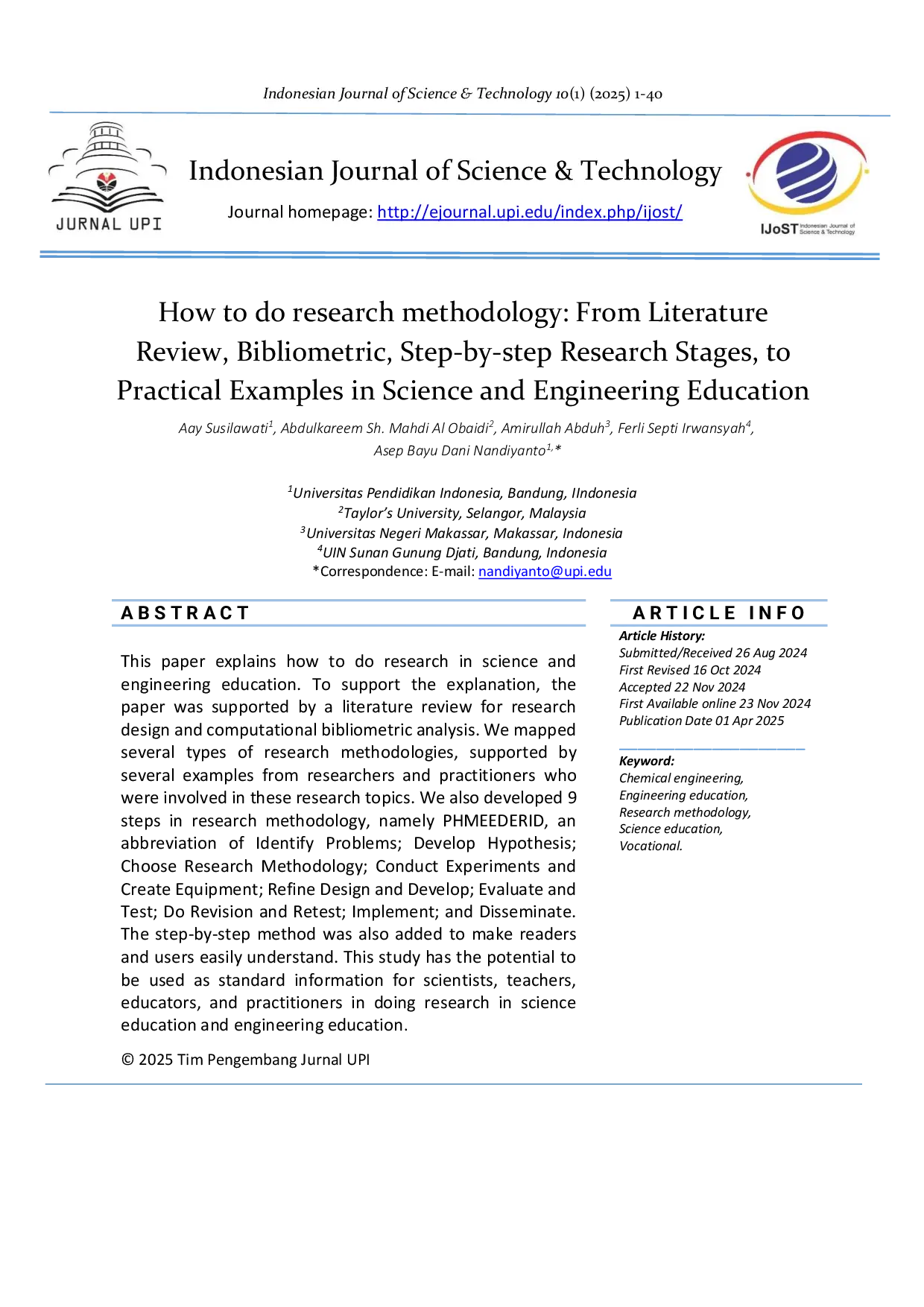 JURIS How to do research methodology From Literature Review Bibliometric Step by step Research Stages to Practical Examples in Science and Engineering Education