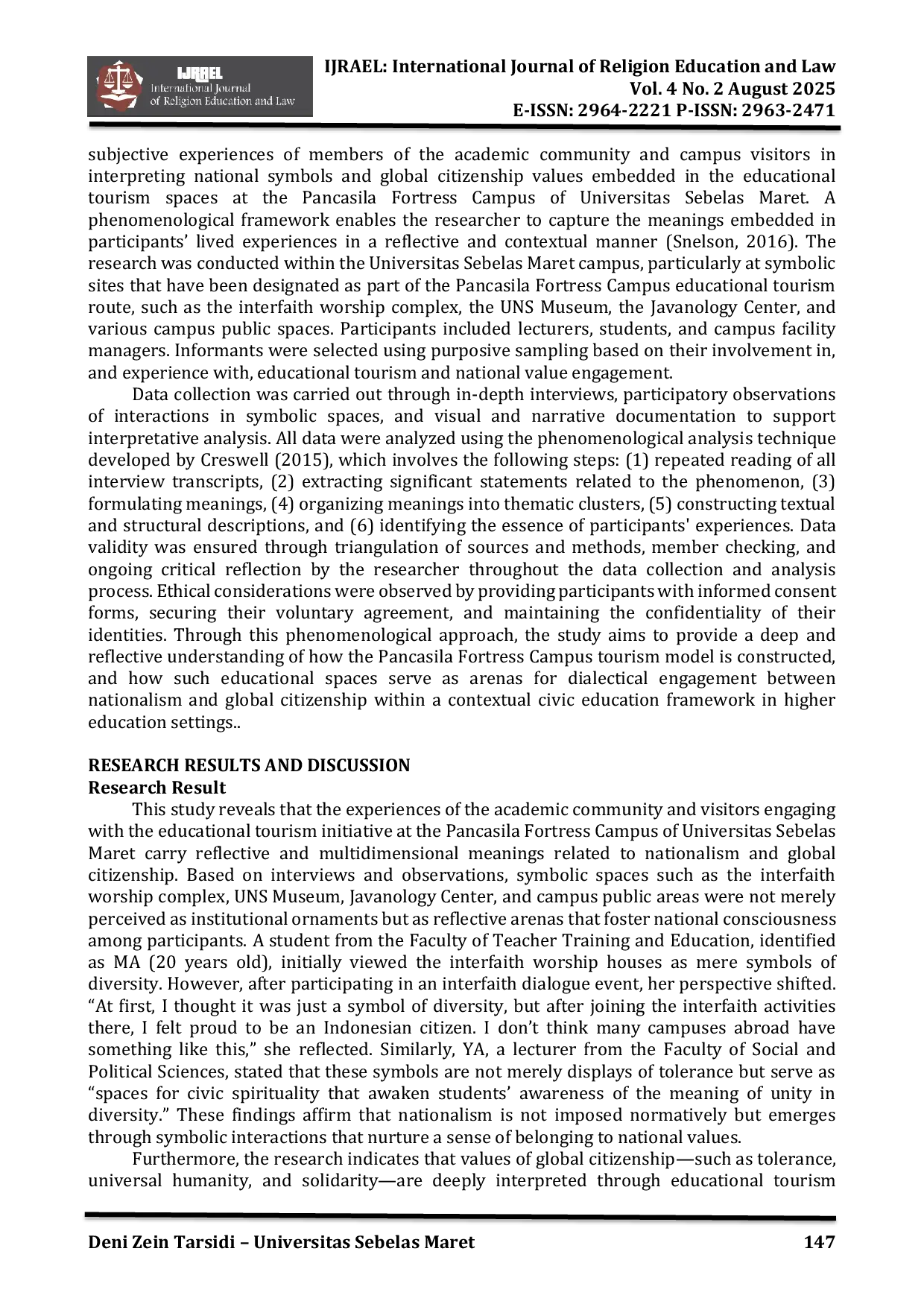 JURIS The Dynamics of Nationalism and Global Citizenship in the Development of the Pancasila Campus Tourism Model