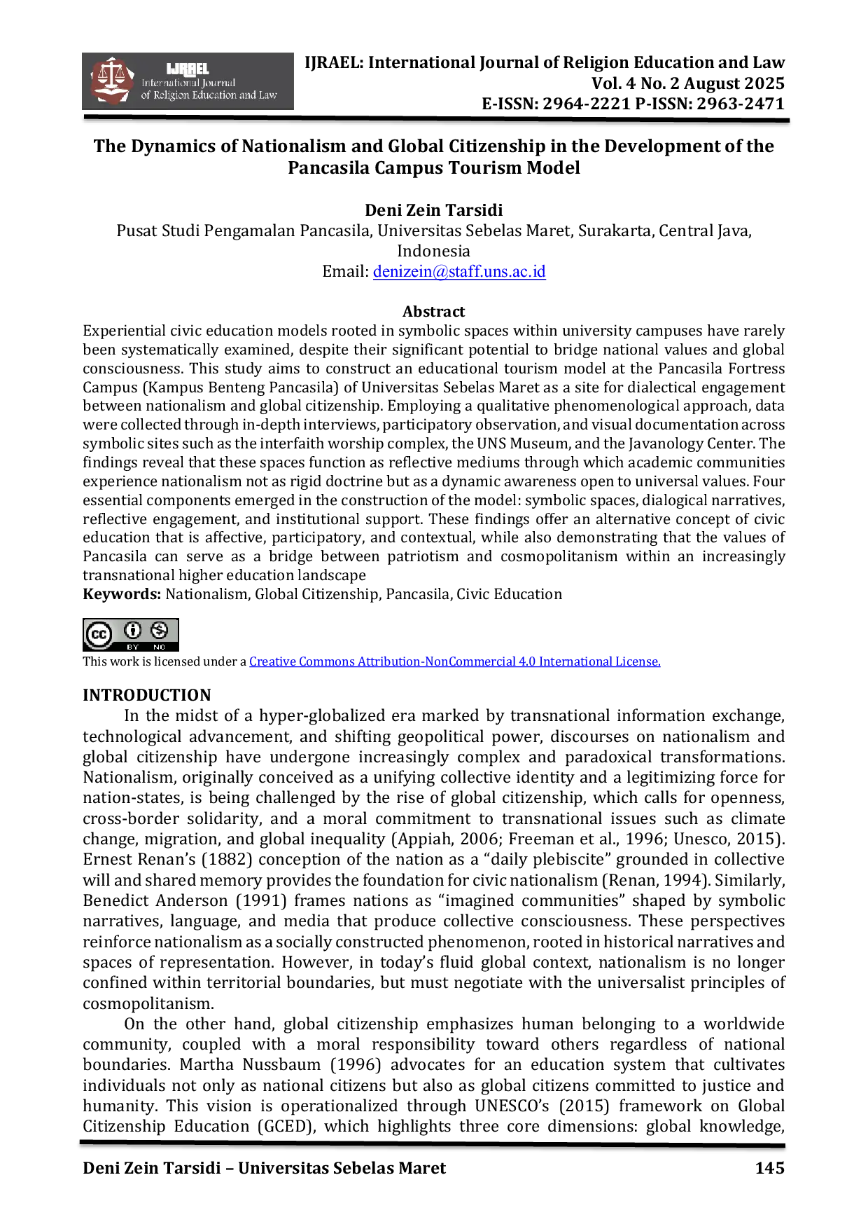 JURIS The Dynamics of Nationalism and Global Citizenship in the Development of the Pancasila Campus Tourism Model