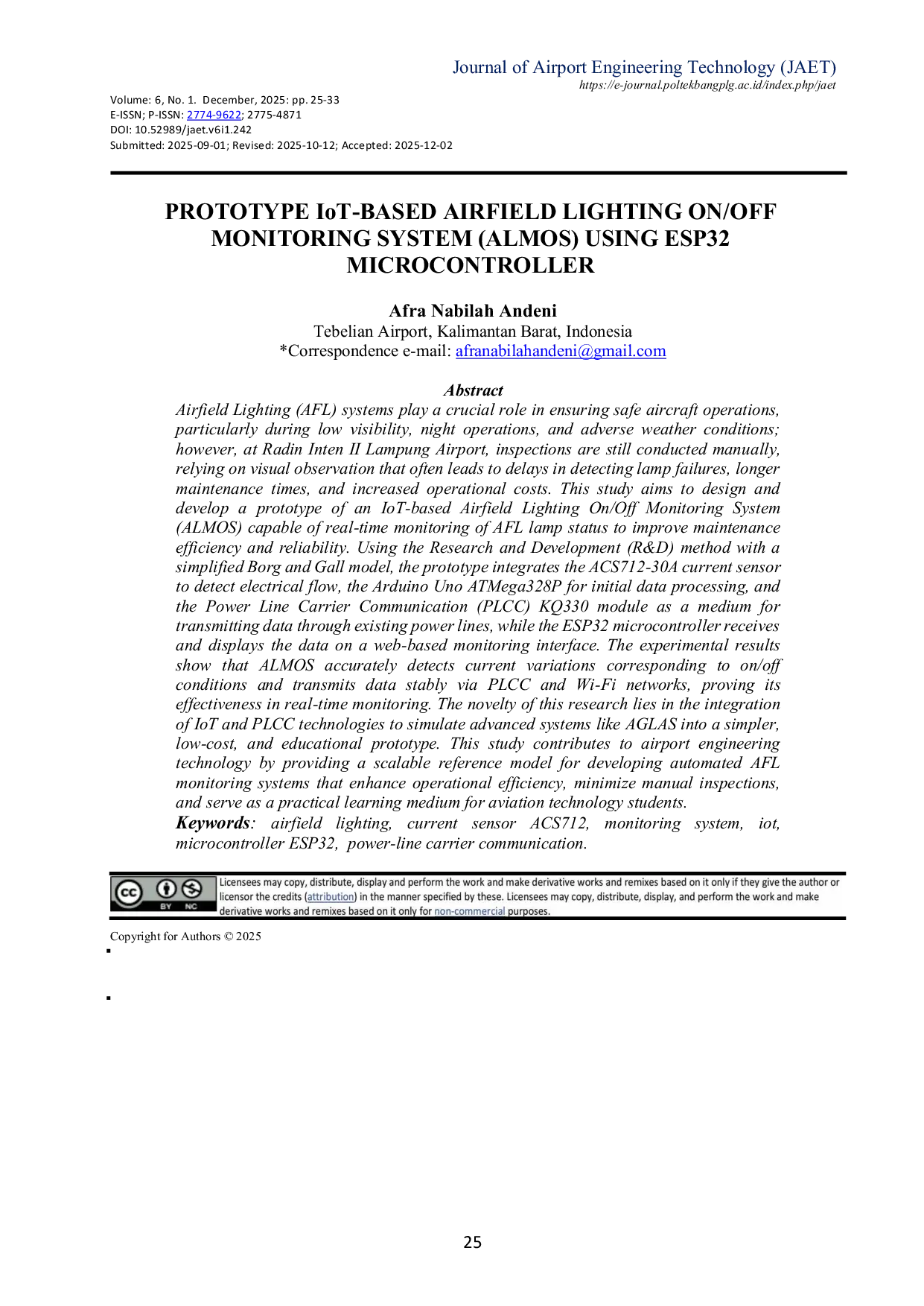 JURIS PROTOTYPE IoT BASED AIRFIELD LIGHTING ON OFF MONITORING SYSTEM ALMOS USING ESP32 MICROCONTROLLER