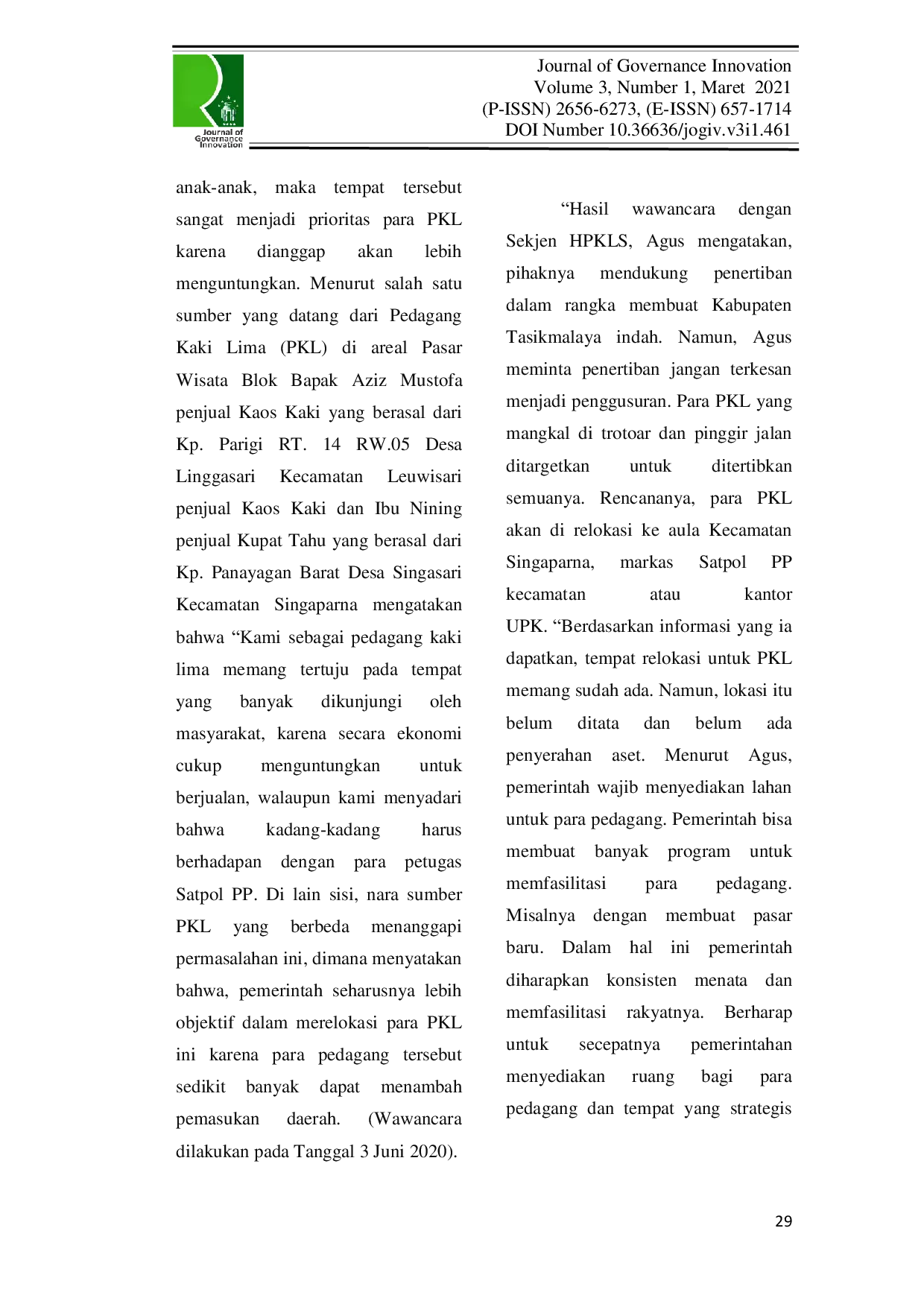 JURIS Implementasi Kebijakan Pemerintah Tentang Ketentraman Dan Ketertiban Umum Di Kabupaten Tasikmalaya Studi di Pedagang Kaki Lima PKL di Pasar Singaparna Kecamatan Singaparna Kabupaten Tasikmalaya