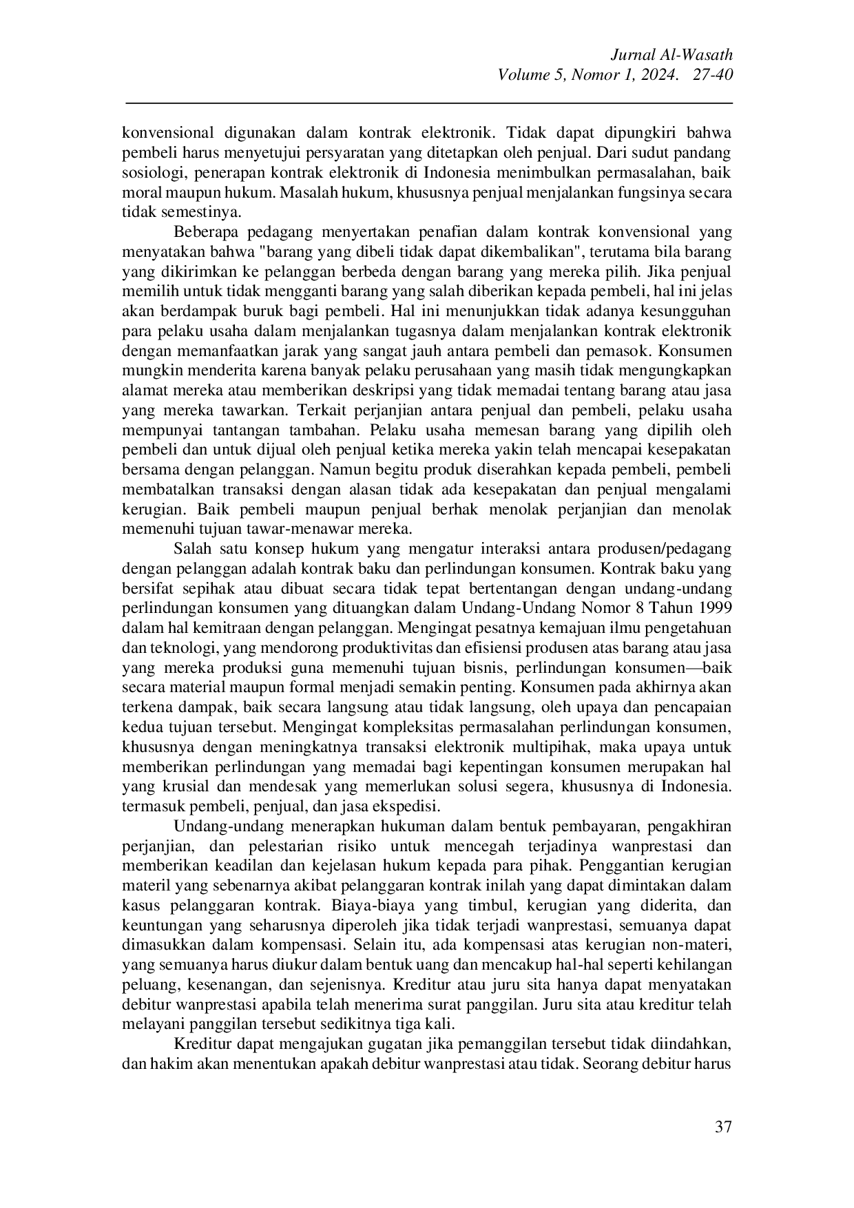 JURIS Perlindungan Hukum Dalam Transaksi Kontrak E Commerce