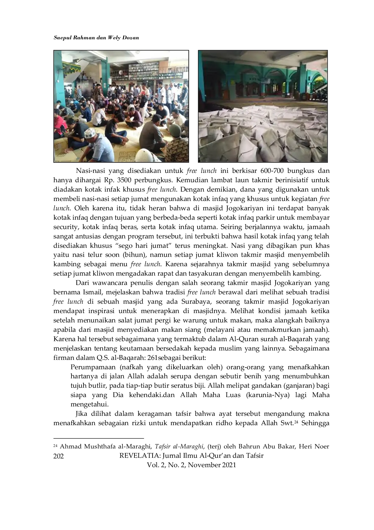 JURIS The Living Quran Tradisi Free Lunch Setelah Shalat Jumat Di Masjid Jogokariyan Yogyakarta