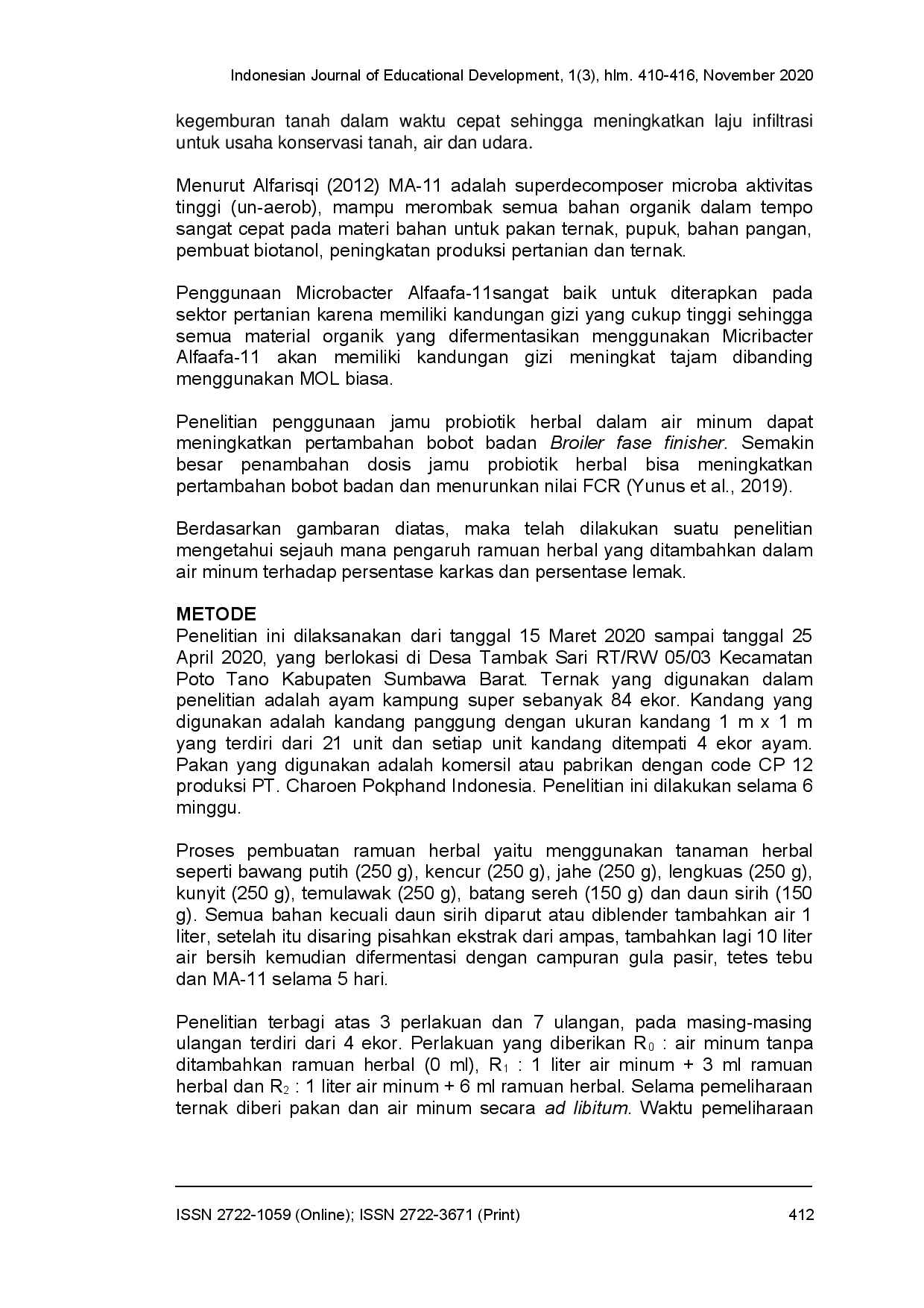 juris Pengaruh penambahan ramuan herbal pada air minum terhadap persentase karkas dan persentase lemak pada ayam kampung super