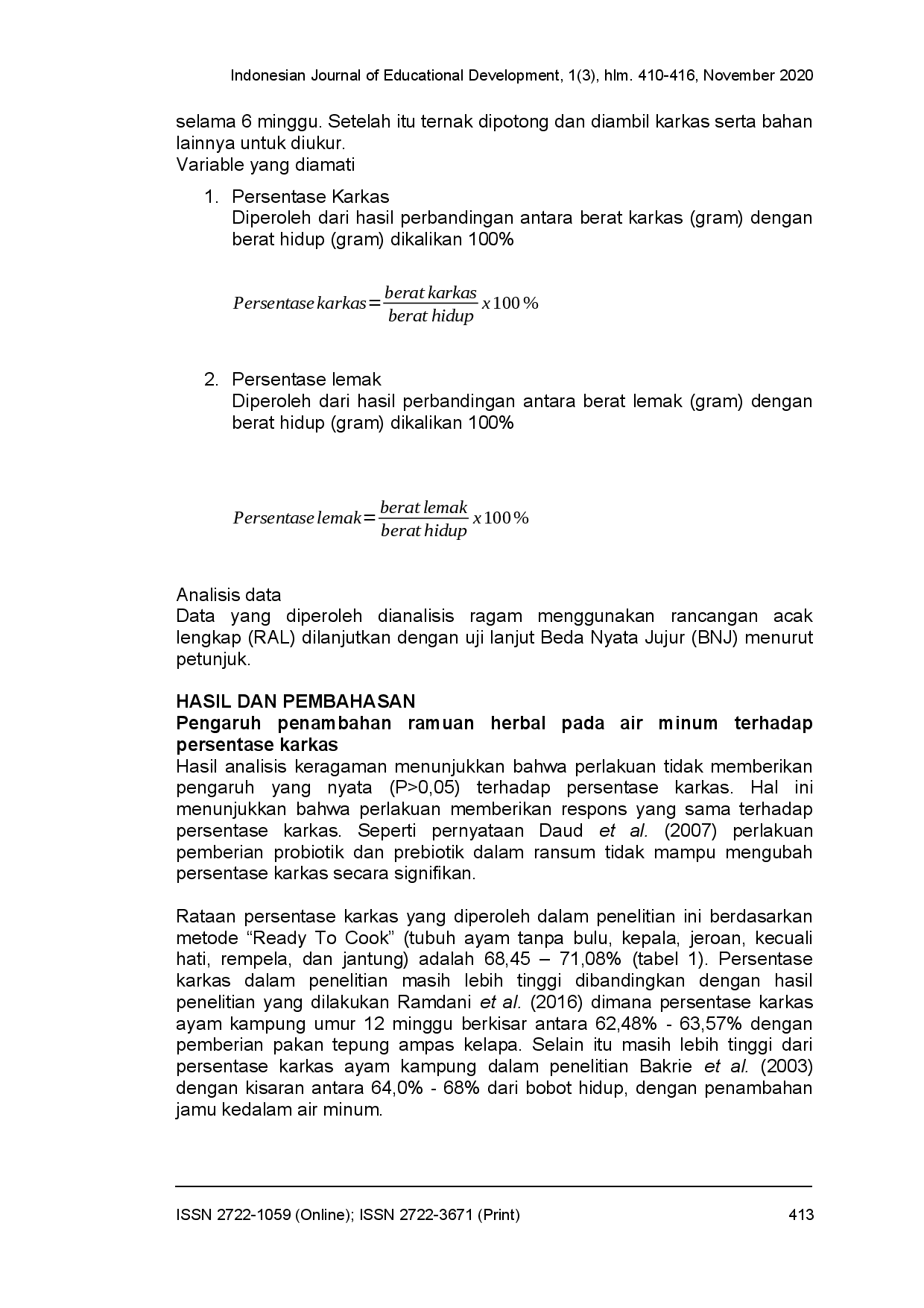 juris Pengaruh penambahan ramuan herbal pada air minum terhadap persentase karkas dan persentase lemak pada ayam kampung super