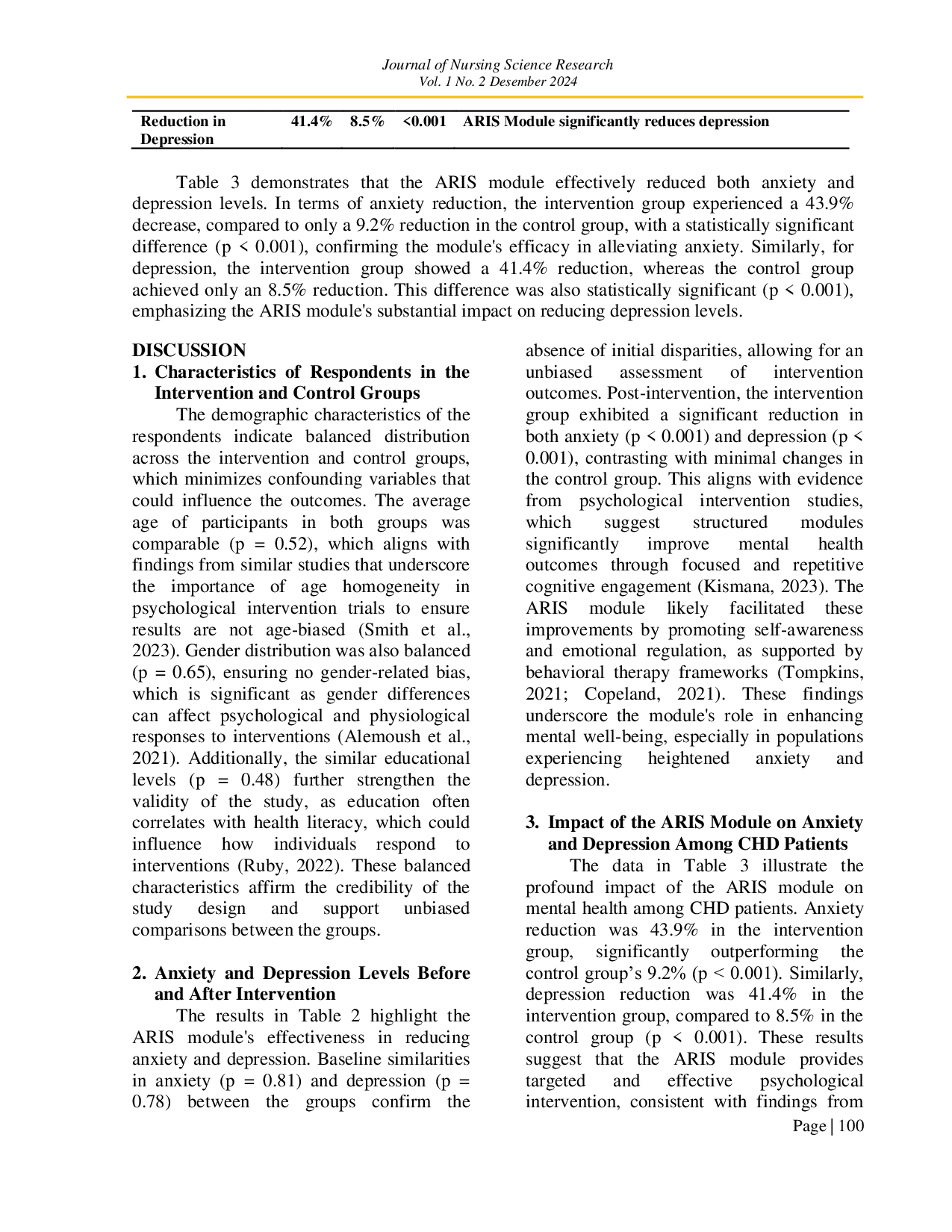 JURIS Dampak Modul ARIS Reduksi Kecemasan dan Depresi Melalui Perawatan Spiritual Islam pada Pasien dengan Penyakit Jantung Koroner