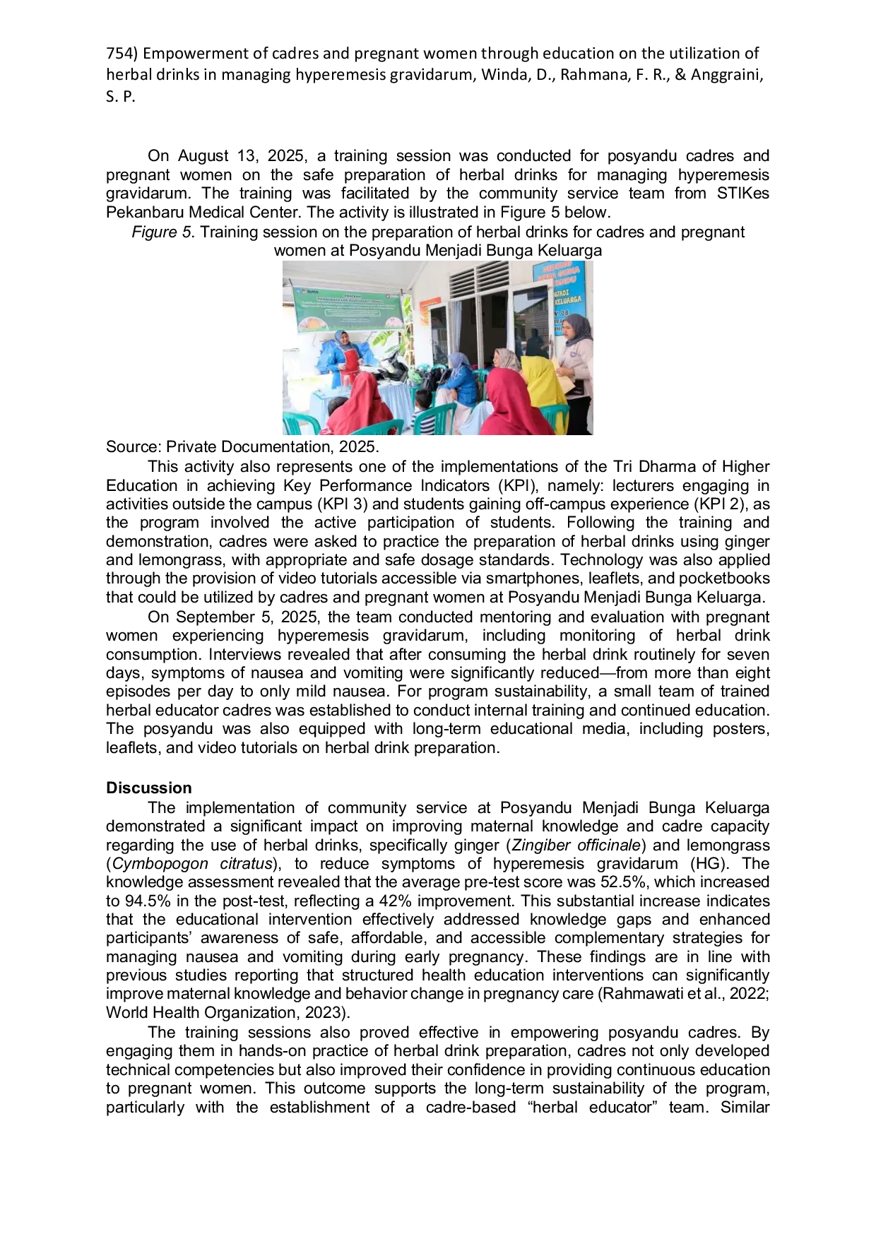 JURIS Empowerment of Cadres and Pregnant Women Through Education on The Utilization of Herbal Drinks In Managing Hyperemesis Gravidarum