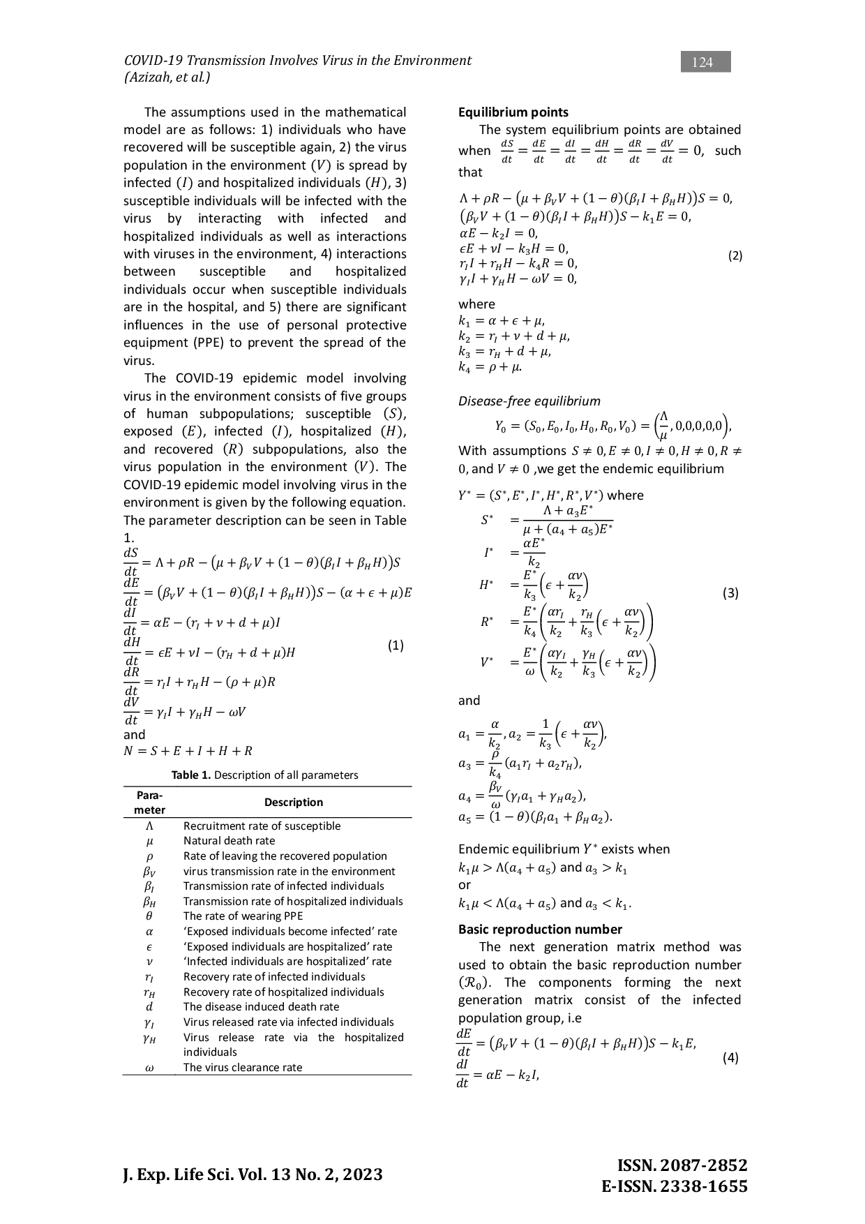JURIS Numerical Simulation and Sensitivity Analysis of COVID 19 Transmission Involves Virus in the Environment