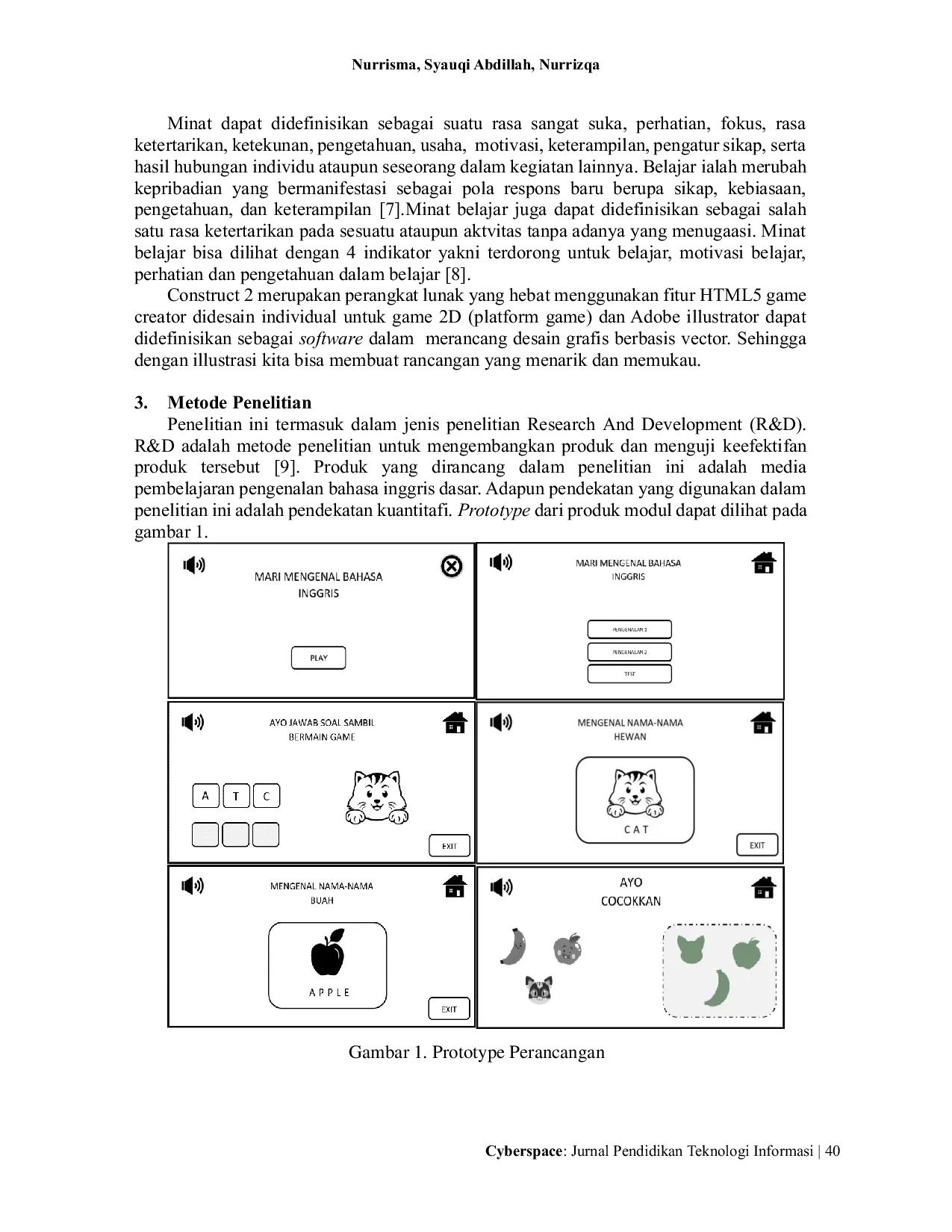 JURIS Inovasi Pembelajaran Membangun Minat Belajar Bahasa Inggris Dasar Melalui Perancangan Aplikasi Media Interaktif