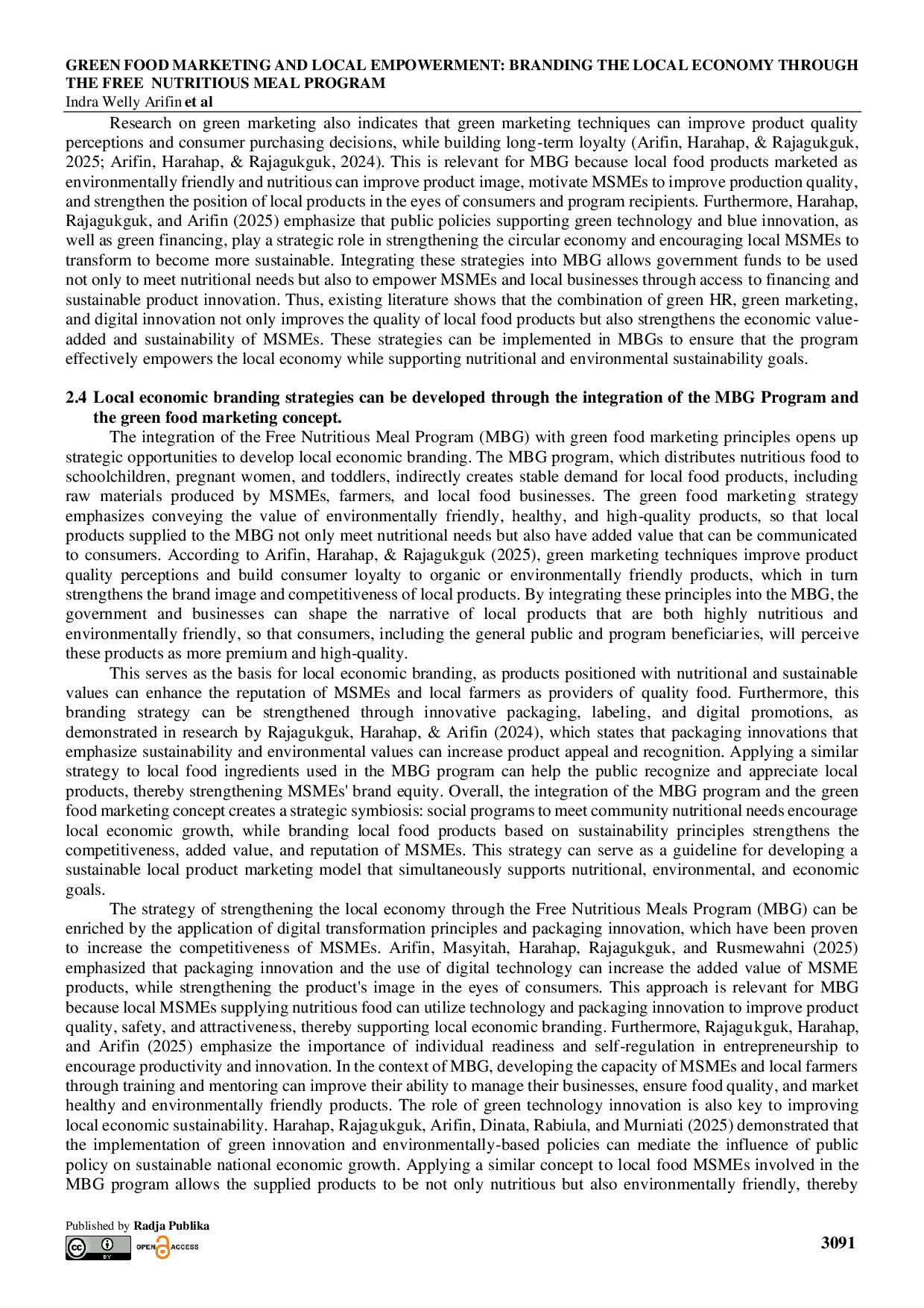 JURIS Green Food Marketing and Local Empowerment Branding the Local Economy Through the Free Nutritious Meal Program