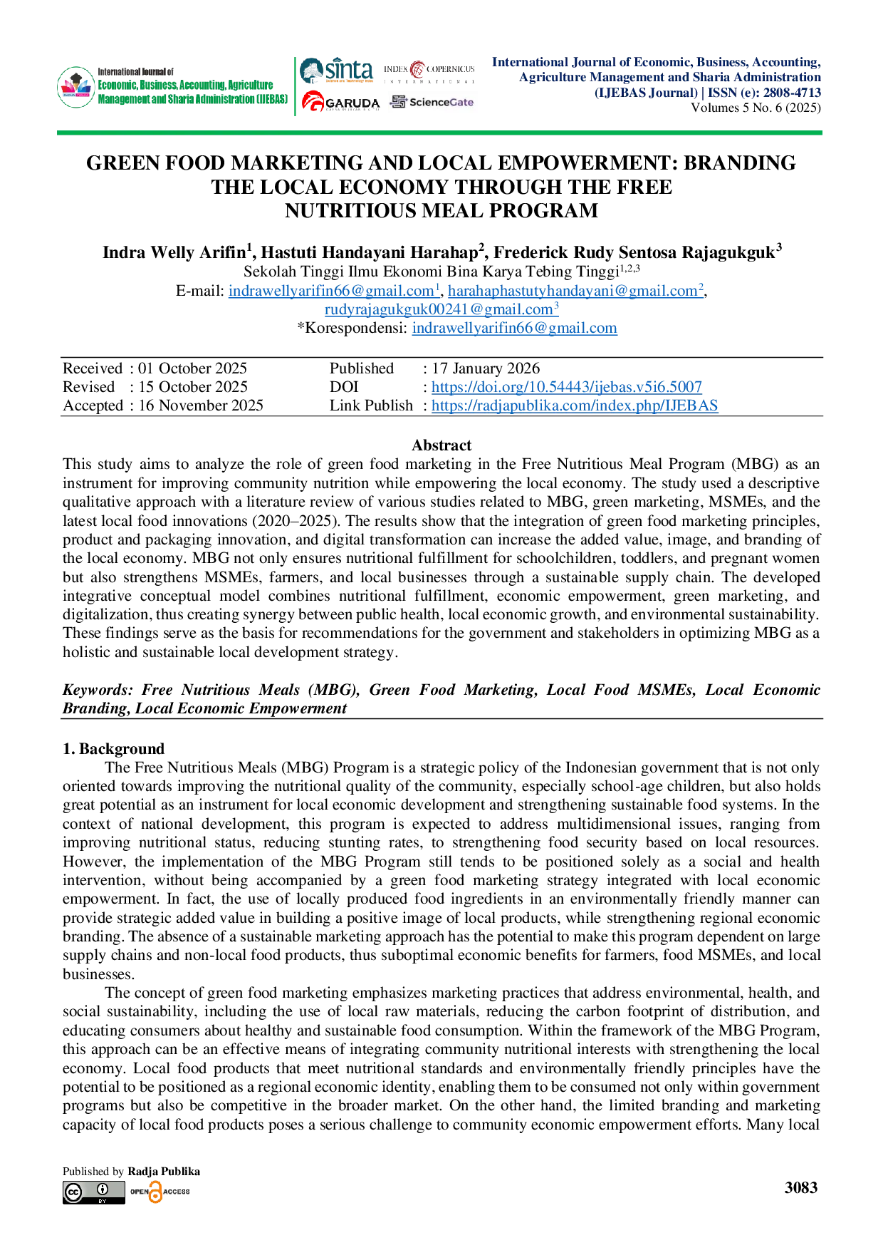 JURIS Green Food Marketing and Local Empowerment Branding the Local Economy Through the Free Nutritious Meal Program