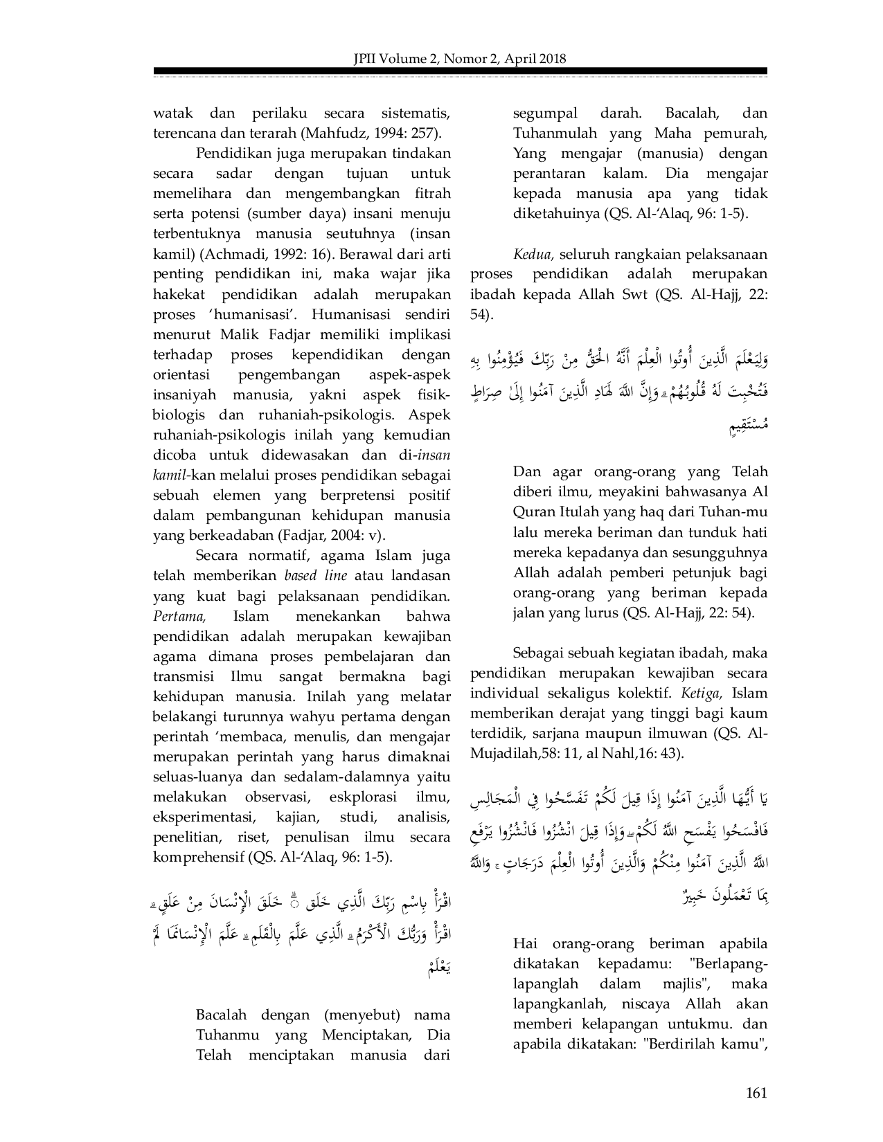 JURIS Menggagas Pendidikan Humanis Religius Belajar dari Model Pendidikan Pesantren