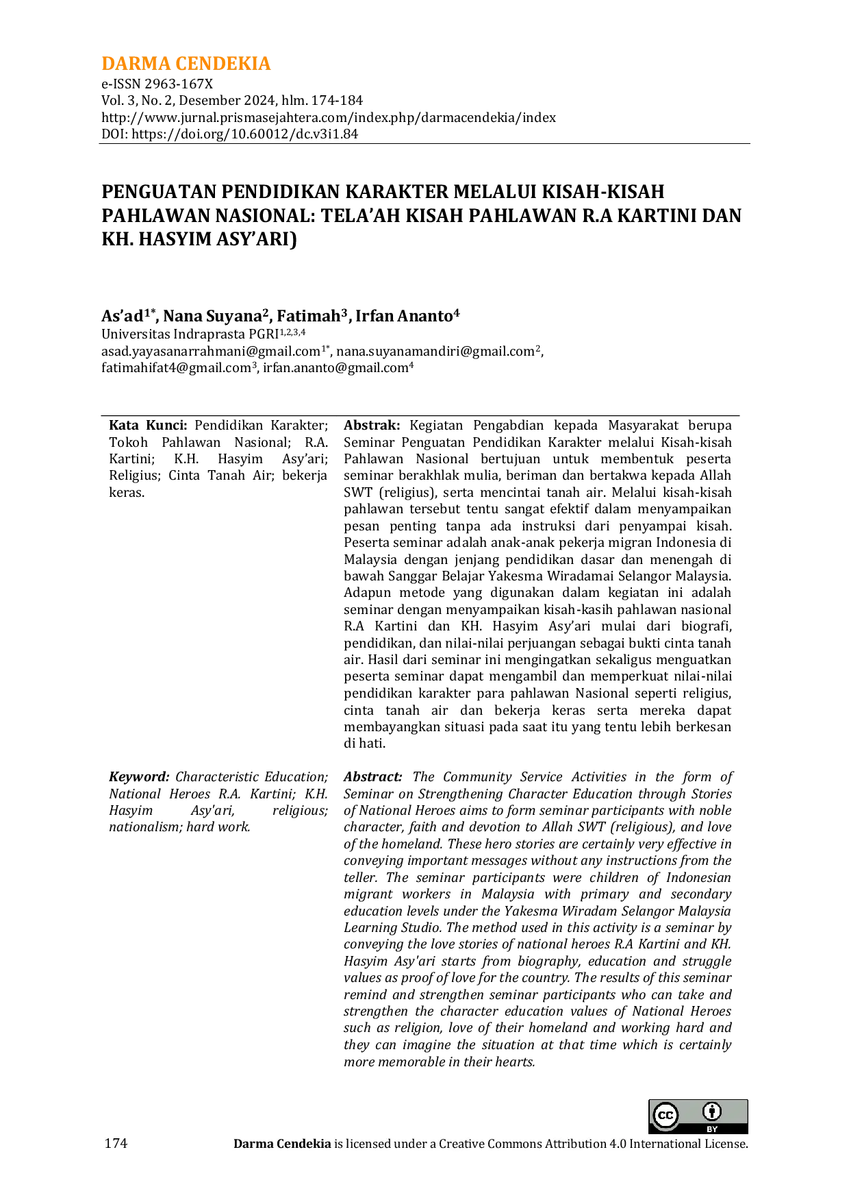 JURIS Penguatan Pendidikan Karakter Melalui Kisah Kisah Pahlawan Nasional Tela ah Kisah Pahlawan R A Kartini Dan Kh Hasyim Asy ari