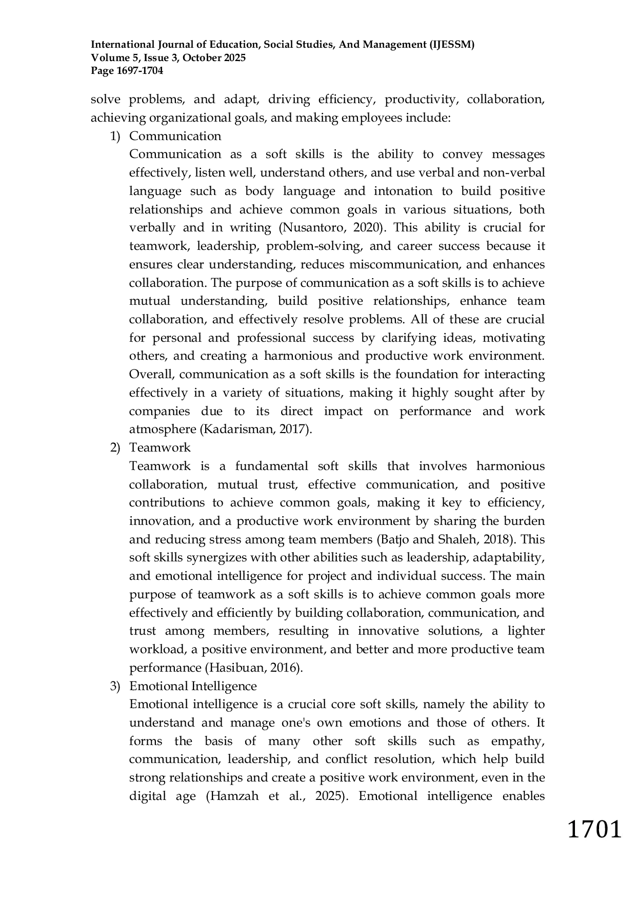 JURIS Analysis of Human Resource Capability in Mastering Soft Skills for Performance Improvement