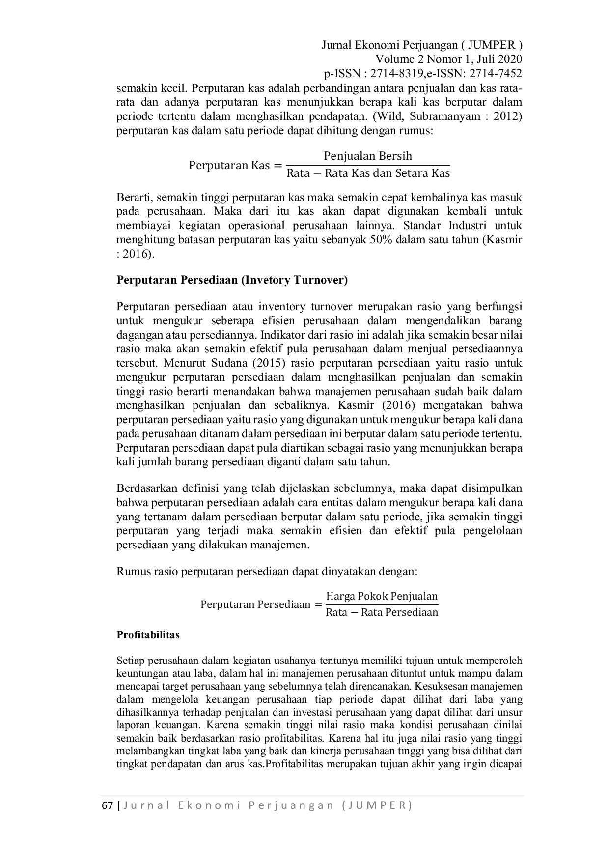 JURIS Pengaruh Perputaran Kas Dan Perputaran Persediaan Terhadap Profitabilitas Perusahaan
