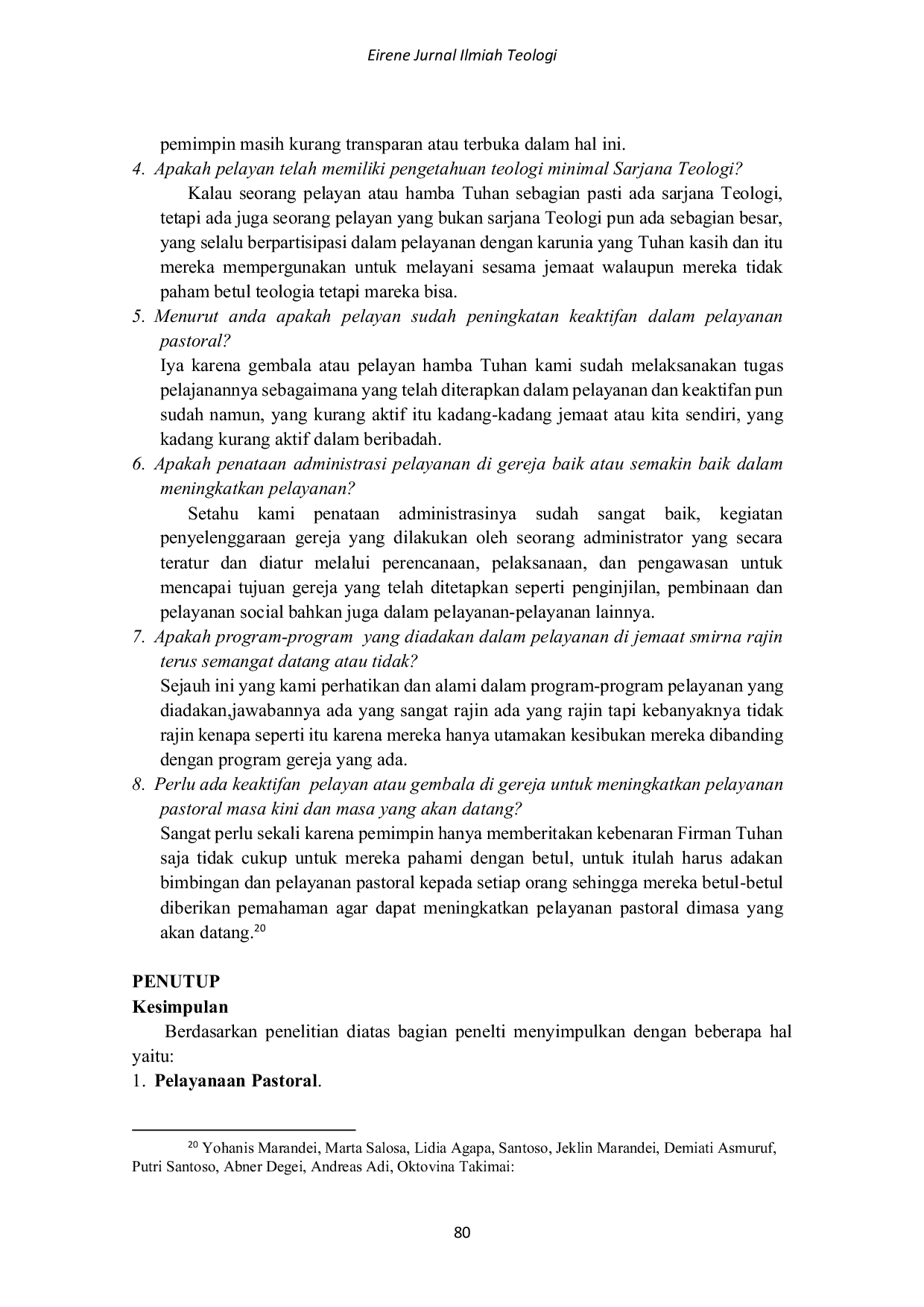 JURIS Pastoral Service Towards The Growth Of Kingmi Papua