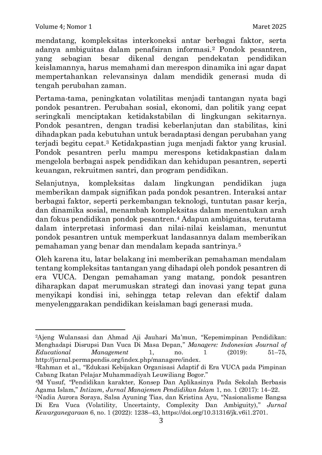 JURIS Membaca Kesiapan Pondok Pesantren dalam Menghadapi Era Volatilitas Uncertainty Complexity Ambiguity VUCA