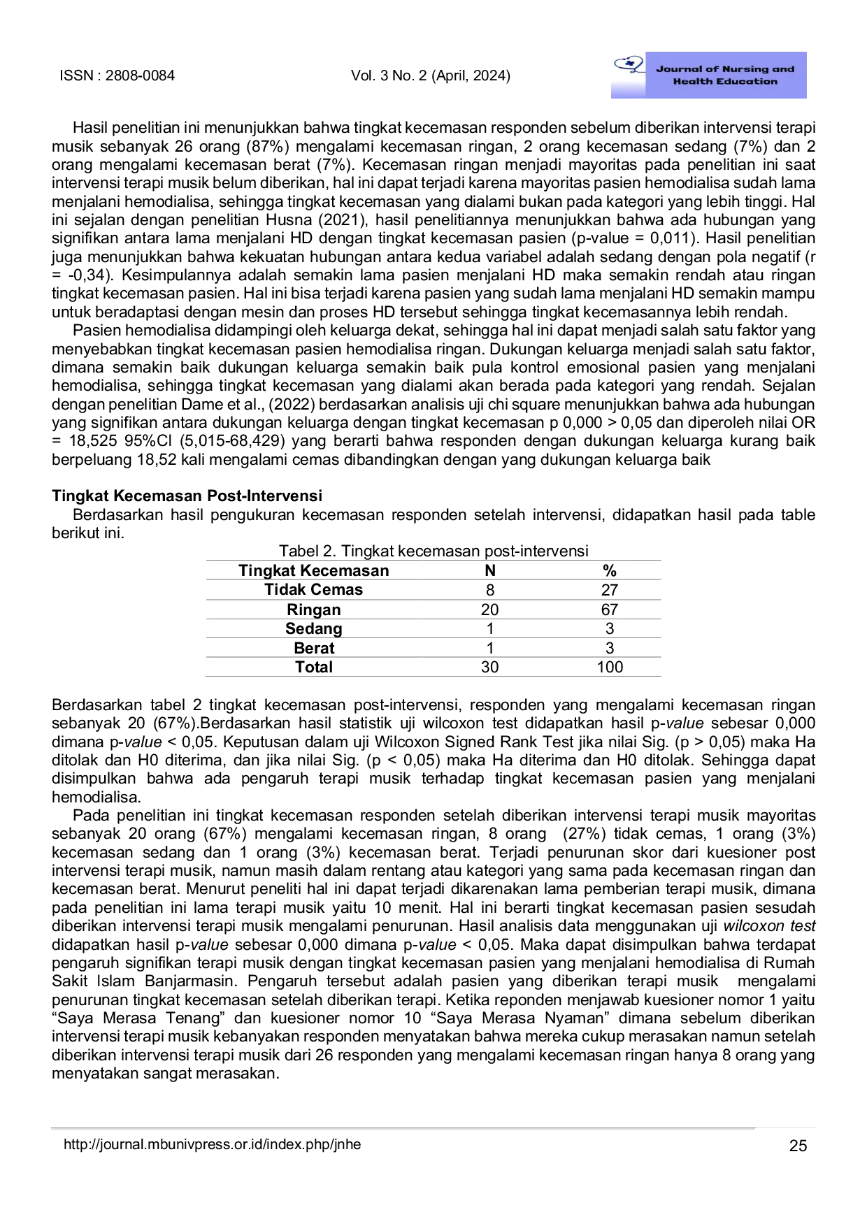 JURIS The Effect OF Music Therapy On Anxiety Level Of Hemodyalisis Patients