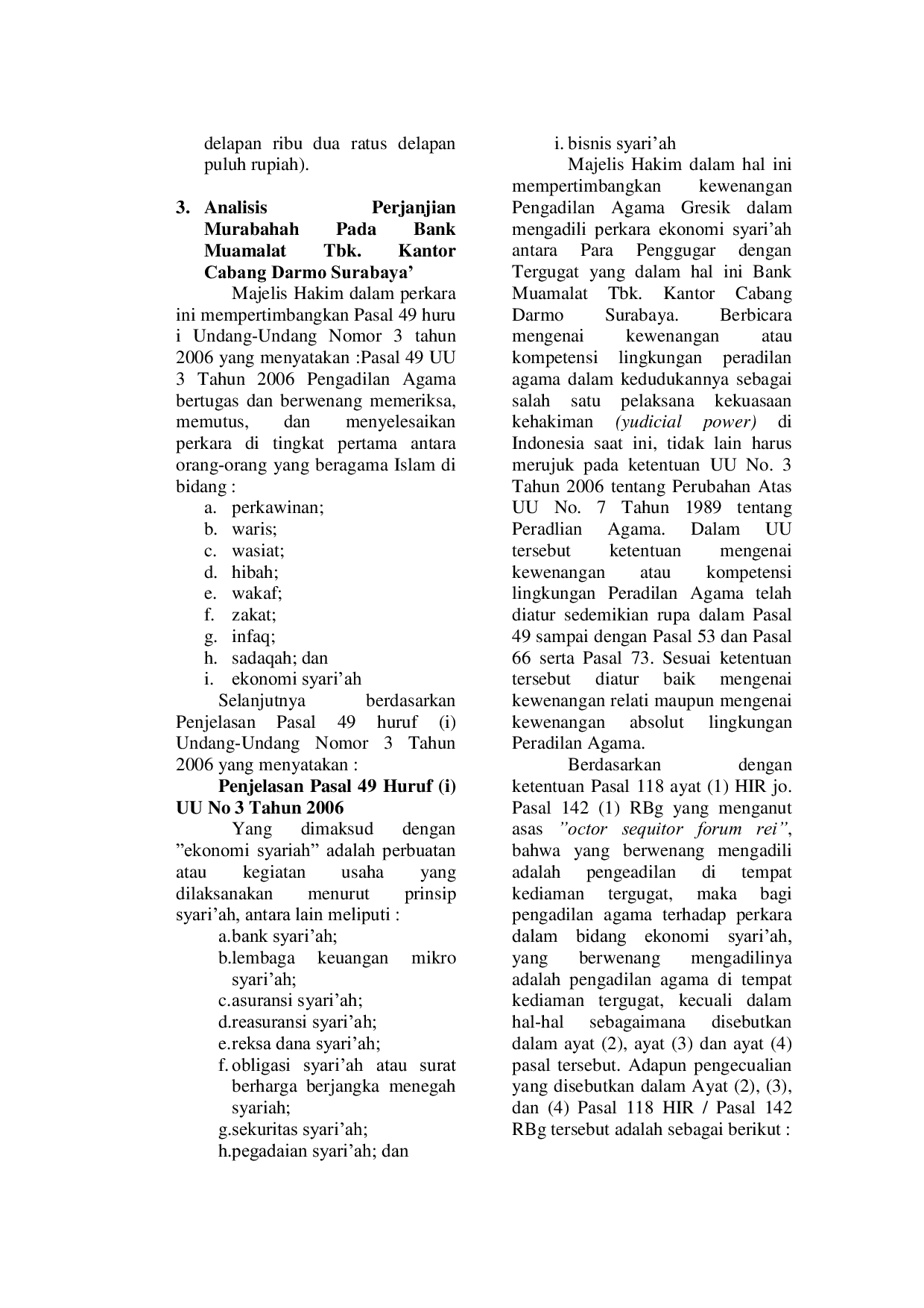 JURIS Sengketa Akad Murabahah Pada Bank Muamalat Tbk Kantor Cabang Darmo Surabaya Menurut Perspektif Hukum Ekonomi Syariah