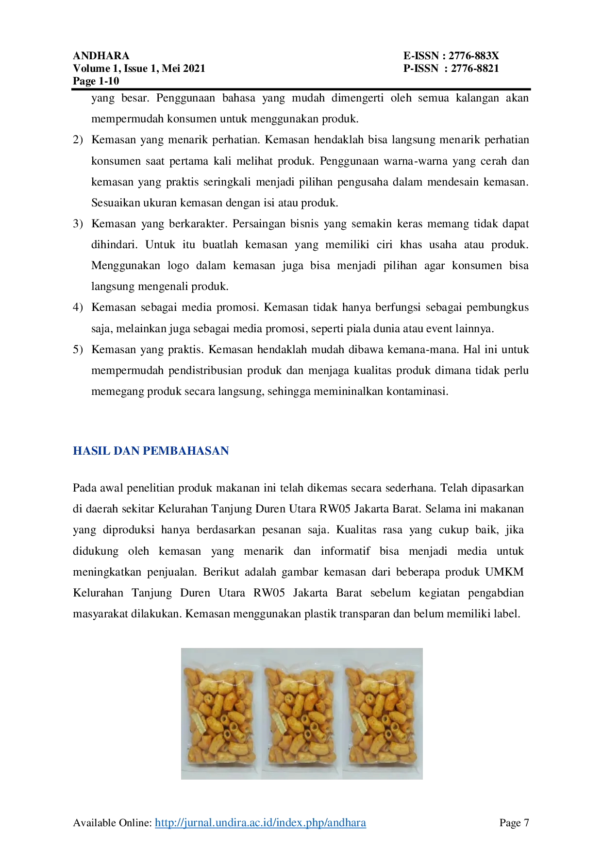 JURIS Desain Komersialisasi Kemasan Sebagai Media Interaktif Pada UMKM Kelurahan Tanjung Duren Utara