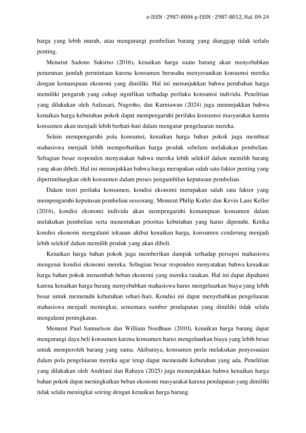 JURIS Respon Mahasiswa terhadap Kenaikan Harga Bahan Pokok dan Pengaruhnya terhadap Pengeluaran Bulanan