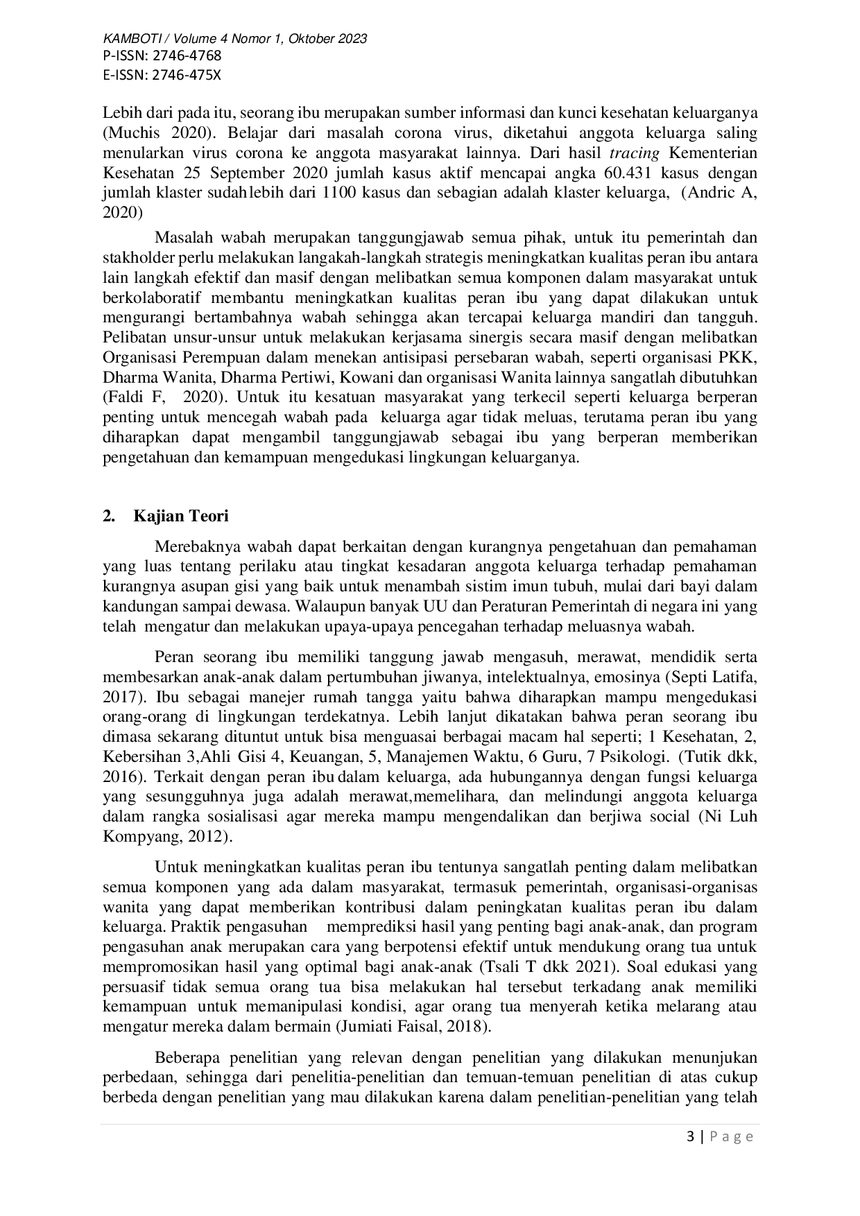 juris Strategi Meningkatkan Kualitas Peran Ibu dalam Penanggulangan Wabah Menuju Keluarga Tangguh di Maluku Tengah Provinsi Maluku