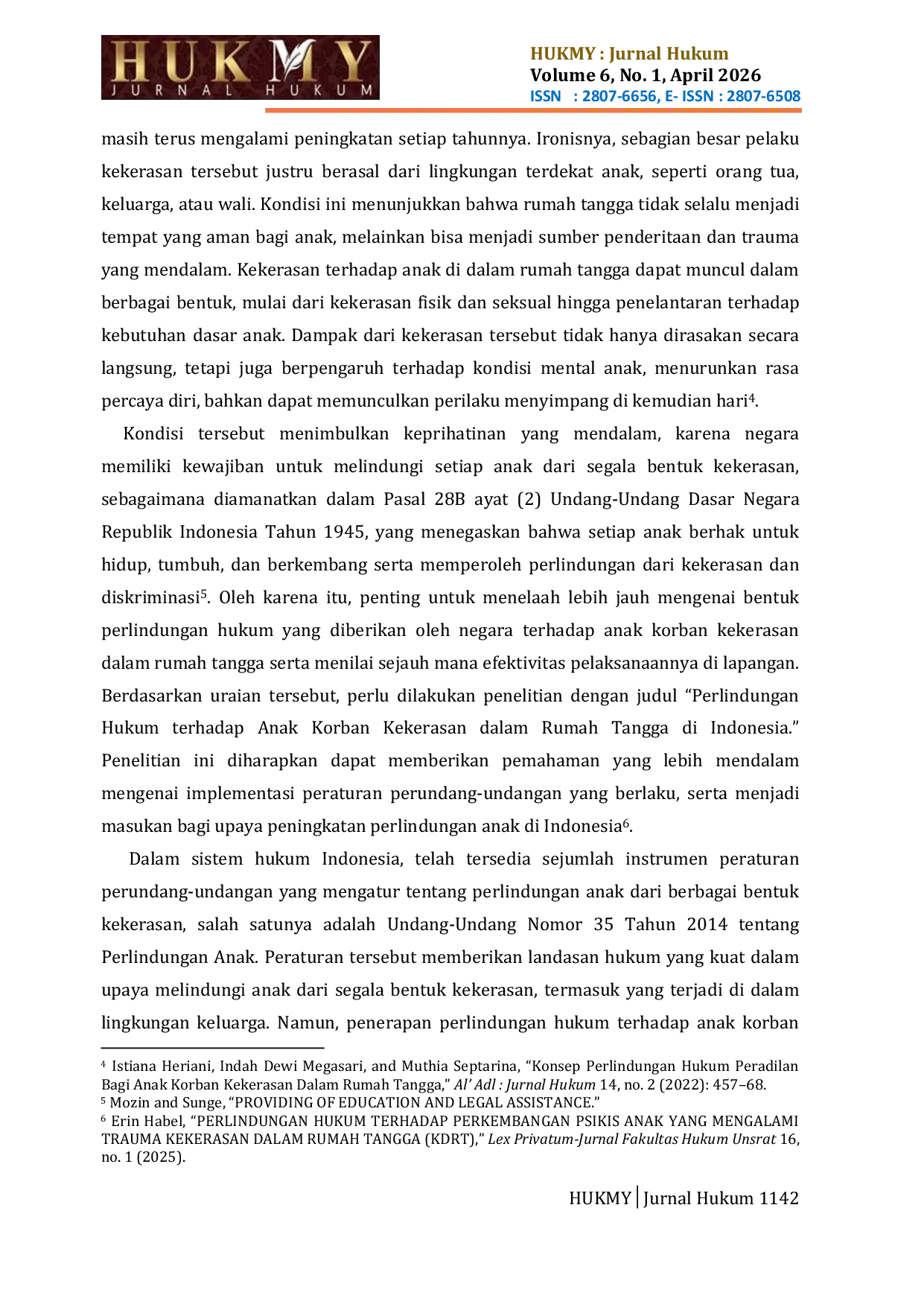 JURIS Perlindungan Hukum Terhadap Anak Korban Kekerasan Dalam Rumah Tangga Di Indonesia