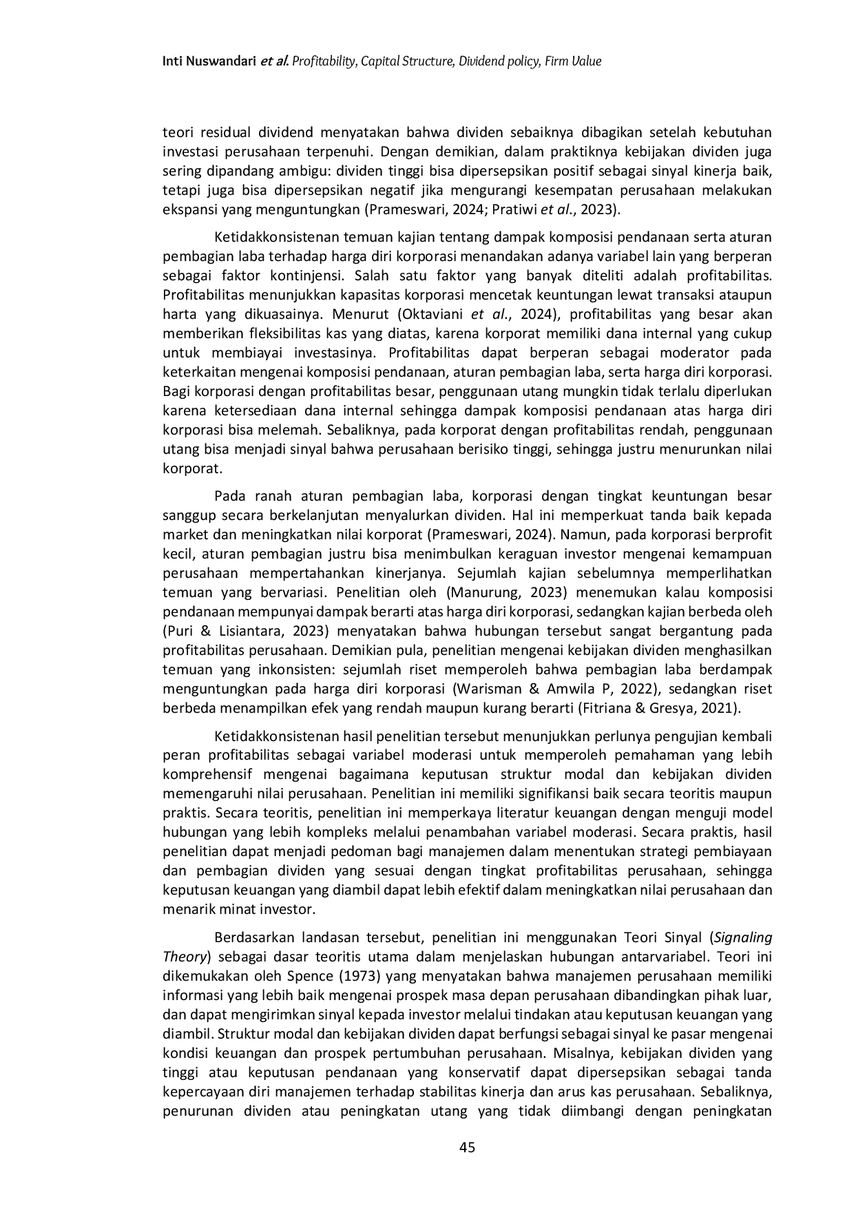 JURIS Peran Profitabilitas dalam Memoderasi Pengaruh Struktur Modal dan Kebijakan Dividen terhadap Nilai Perusahaan