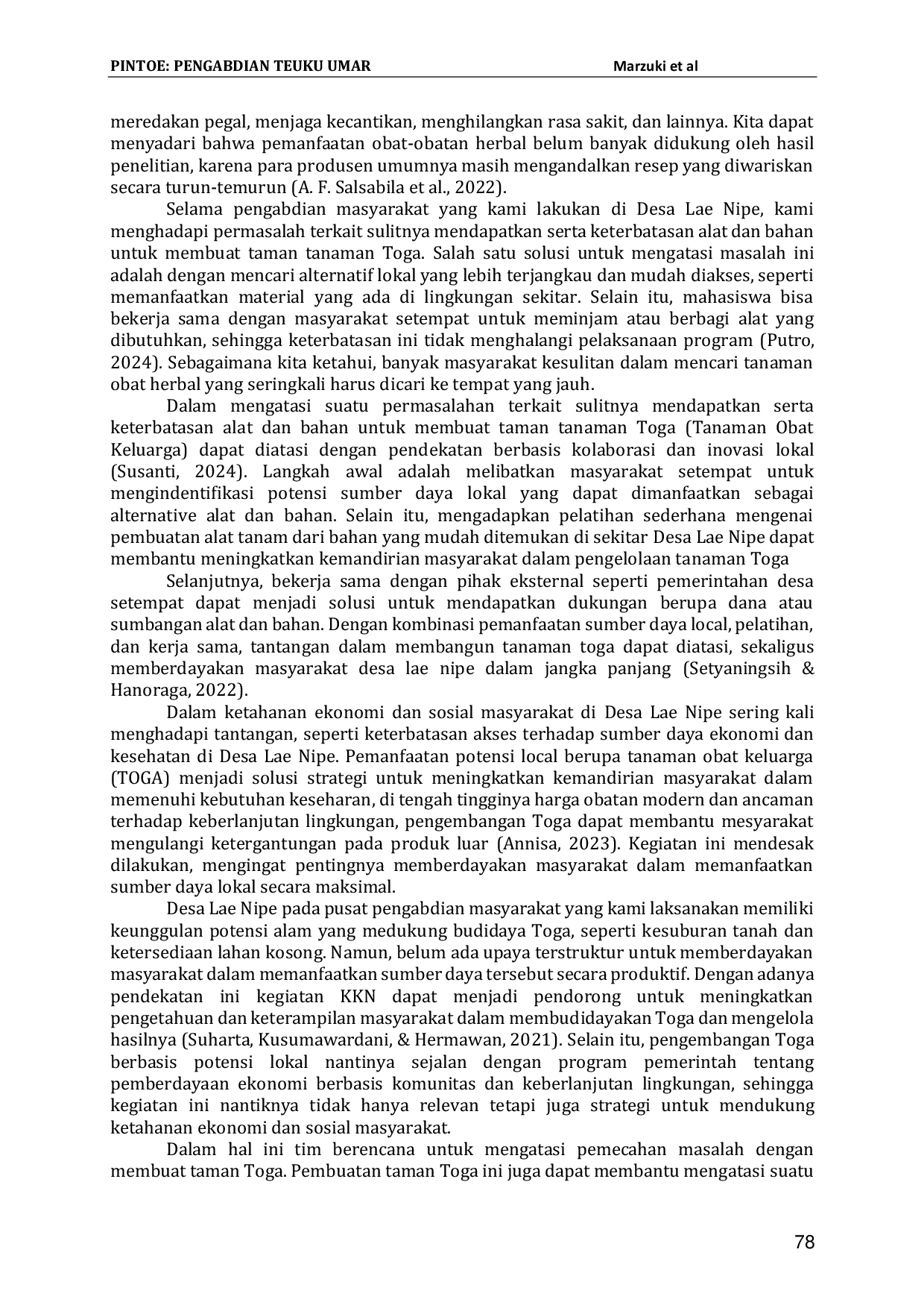 JURIS Pemanfaatan Potensi Lokal Menuju Ketahanan Ekonomi dan Sosial Berbasis Pemanfaatan Potensi Alam Berupa Tanaman Obat Keluarga TOGA